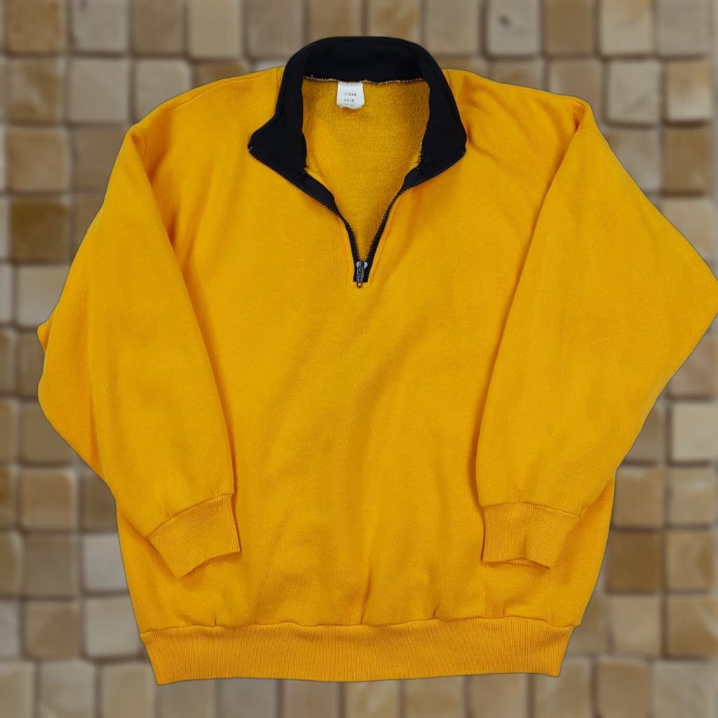 Tultex VINTAGE Tultex USA Size M Yellow Black Zip Crewneck Sweatshirt Size US M / EU 48-50 / 2 - 1 Thumbnail