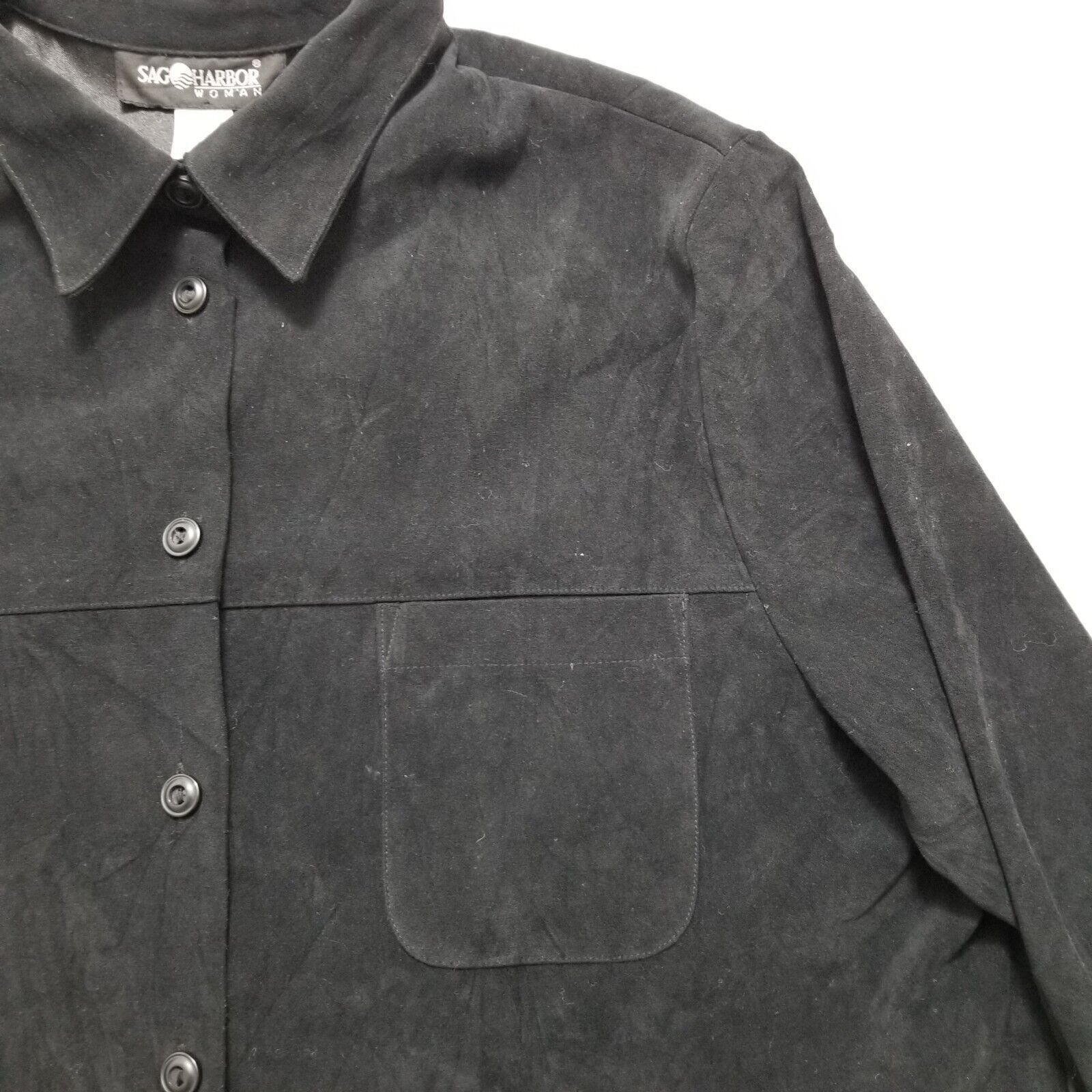 Other Sag Harbor Shirt 18W Black Button Up Pocket Long Sleeve Size XXL / US 16-18 / IT 52-54 - 4 Thumbnail