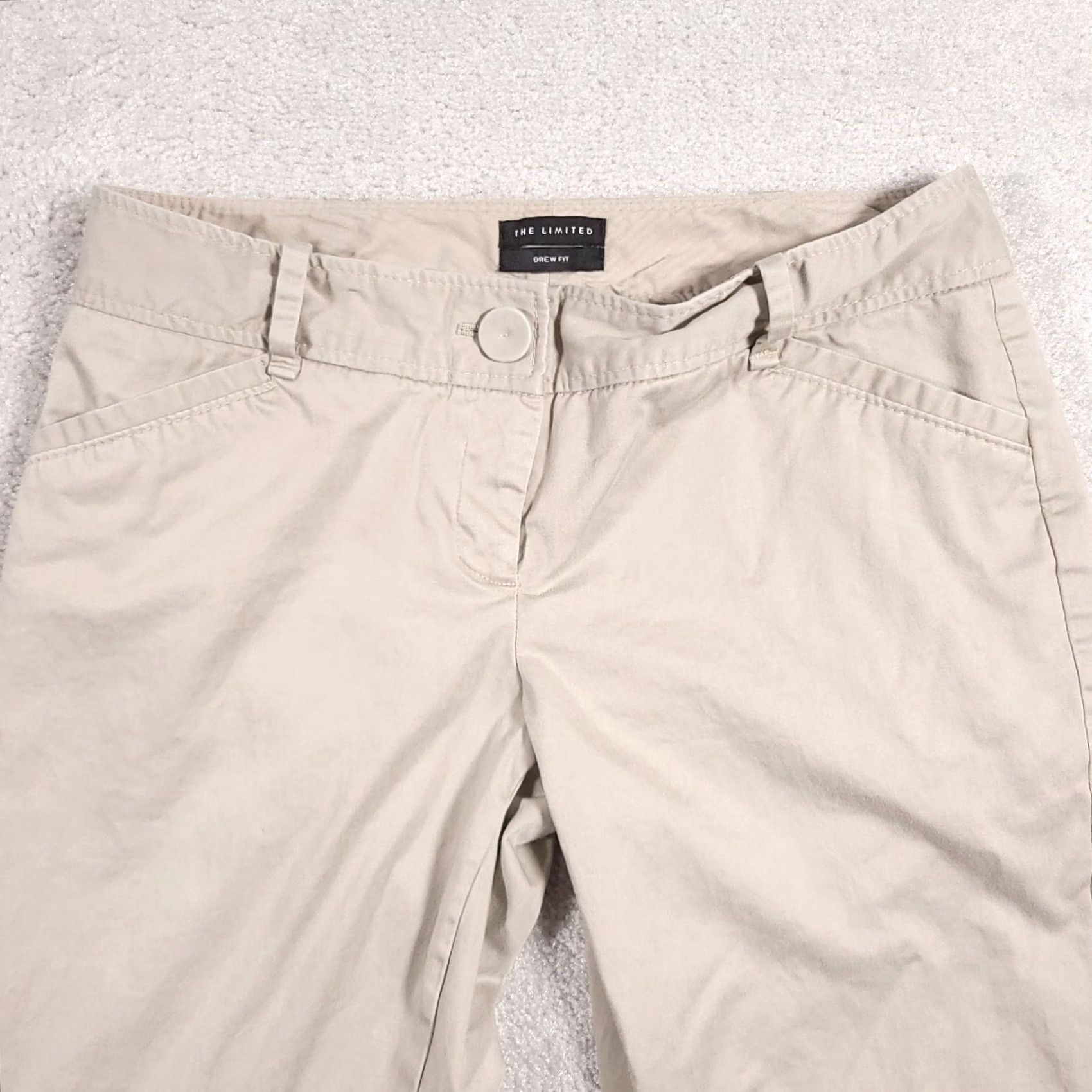 Vintage The Limited Drew Fit Dress Pants Capri Womens 8 Khaki Stretch Straight Leg Chino Capris Tall 8 Beige Women’s Pants Capri* Size 30" / US 8 / IT 44 - 3 Thumbnail