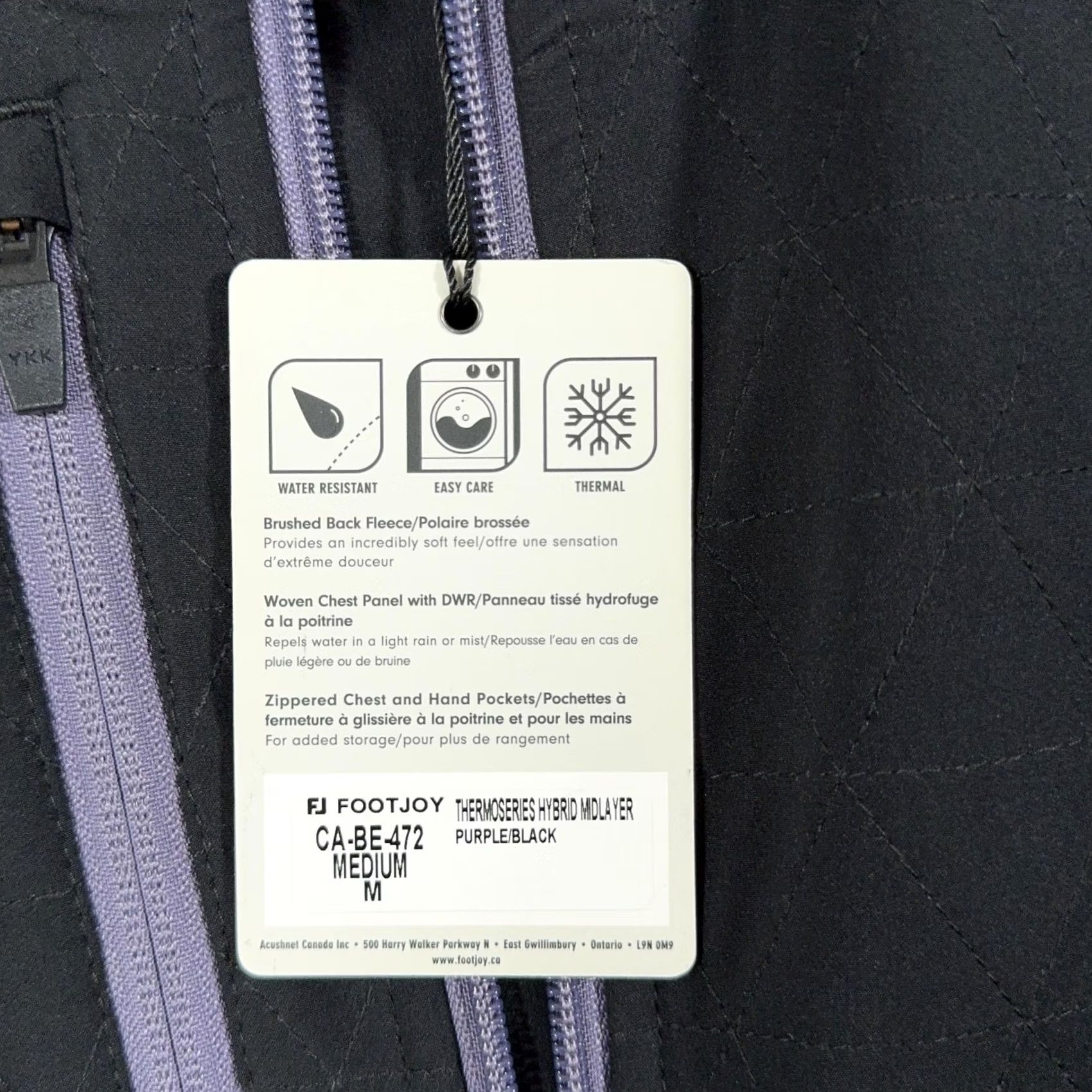Footjoy FootJoy ThermoSeries Hybrid Midlayer Jacket Mens Medium Purple Full Zip Golf Size US M / EU 48-50 / 2 - 7 Thumbnail