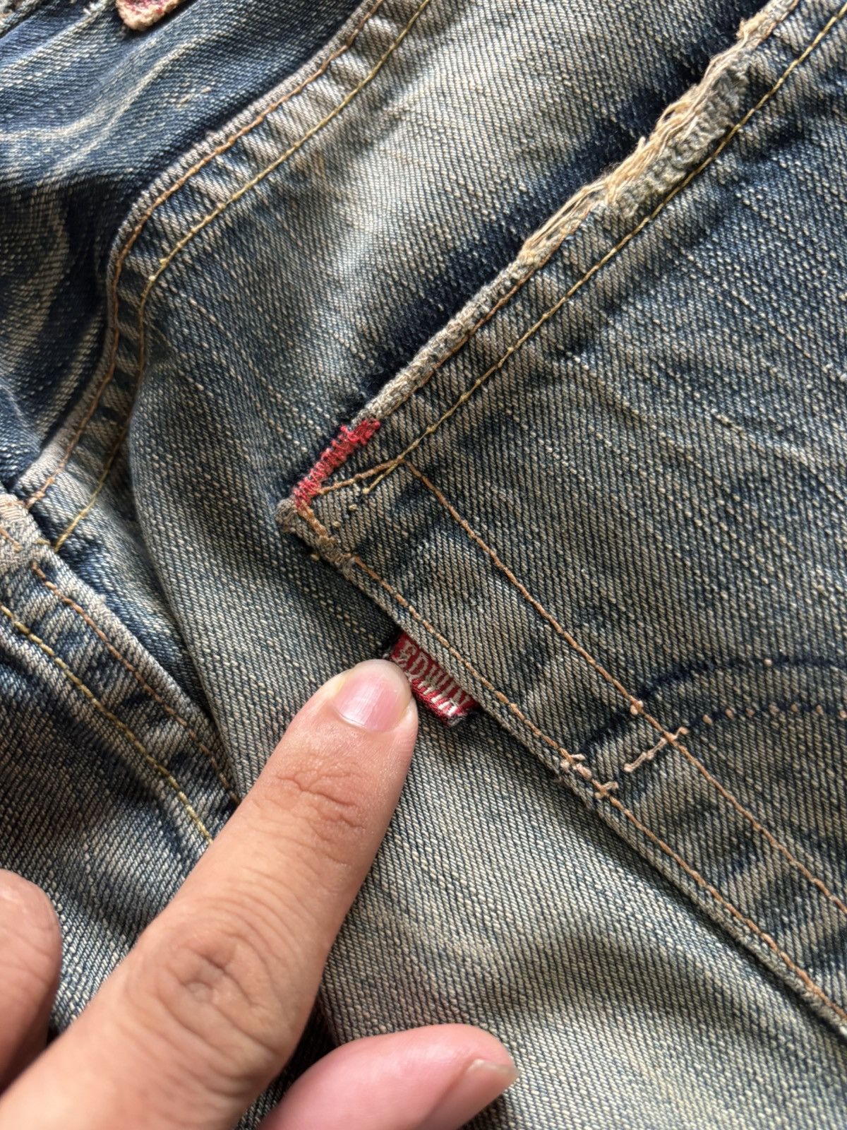 Edwin edwin distressed japanese denim studded skull punk sashiko Size US 28 / EU 44 - 19 Thumbnail