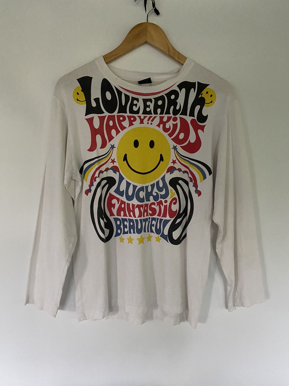 Japanese Brand × Vintage Love Earth Chearful Wear Smile Ladies Long Sleeve T Shirt Size S / US 4 / IT 40 - 1 Thumbnail