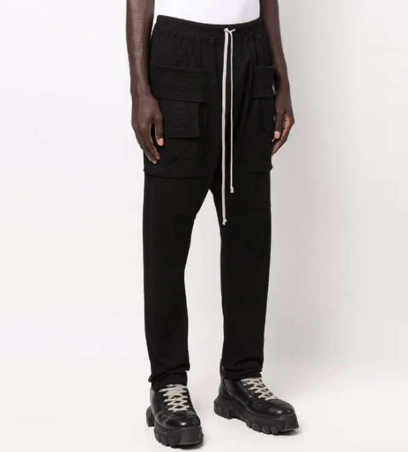 Rick Owens Drkshdw Rick Owens DRKSHDW Black Drawstring Cargo Sweatpants Size US 32 / EU 48 - 2 Thumbnail
