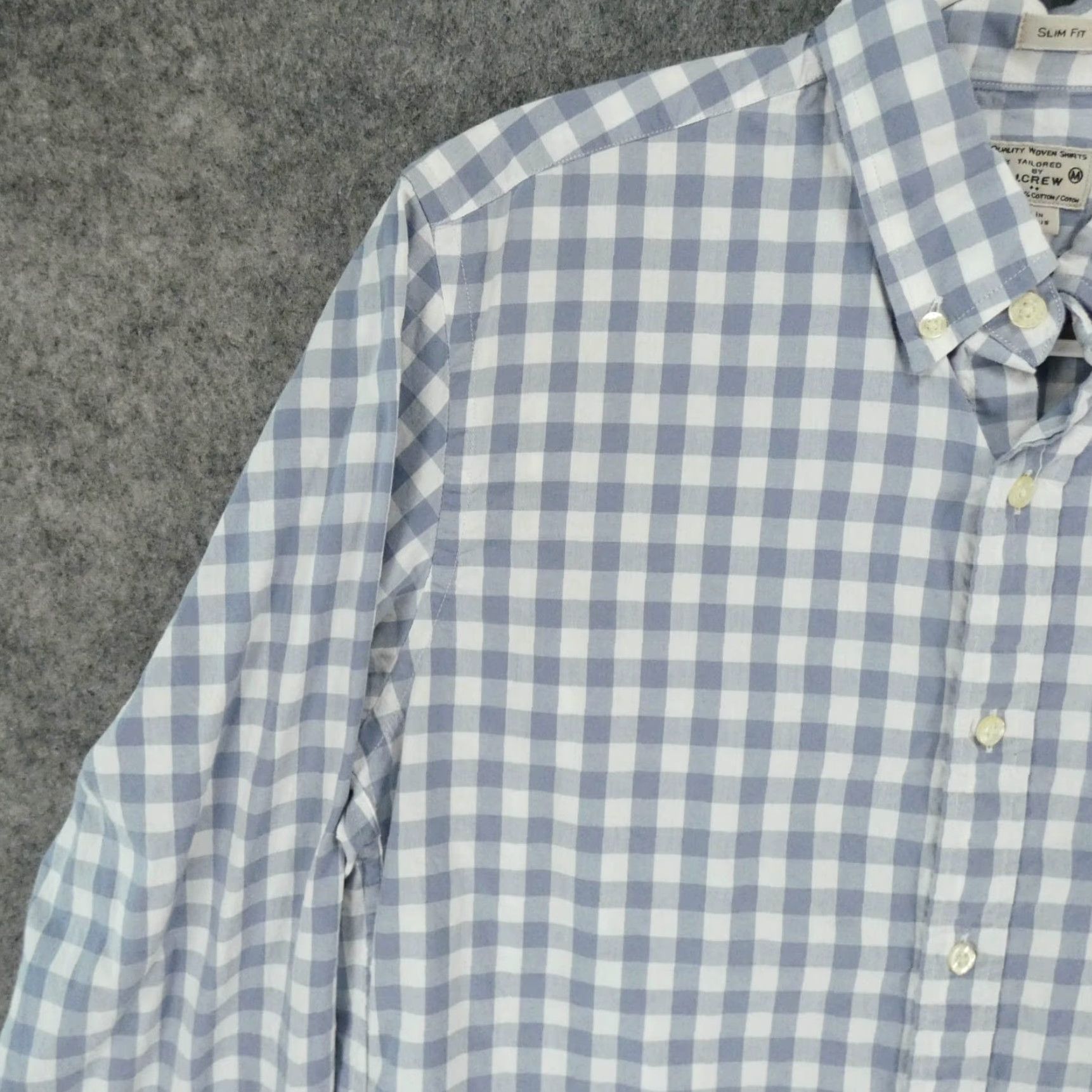 J.Crew J.CREW Shirt Men Medium Slim Fit Long Sleeve Button-Up Blue White Check Size US M / EU 48-50 / 2 - 3 Thumbnail