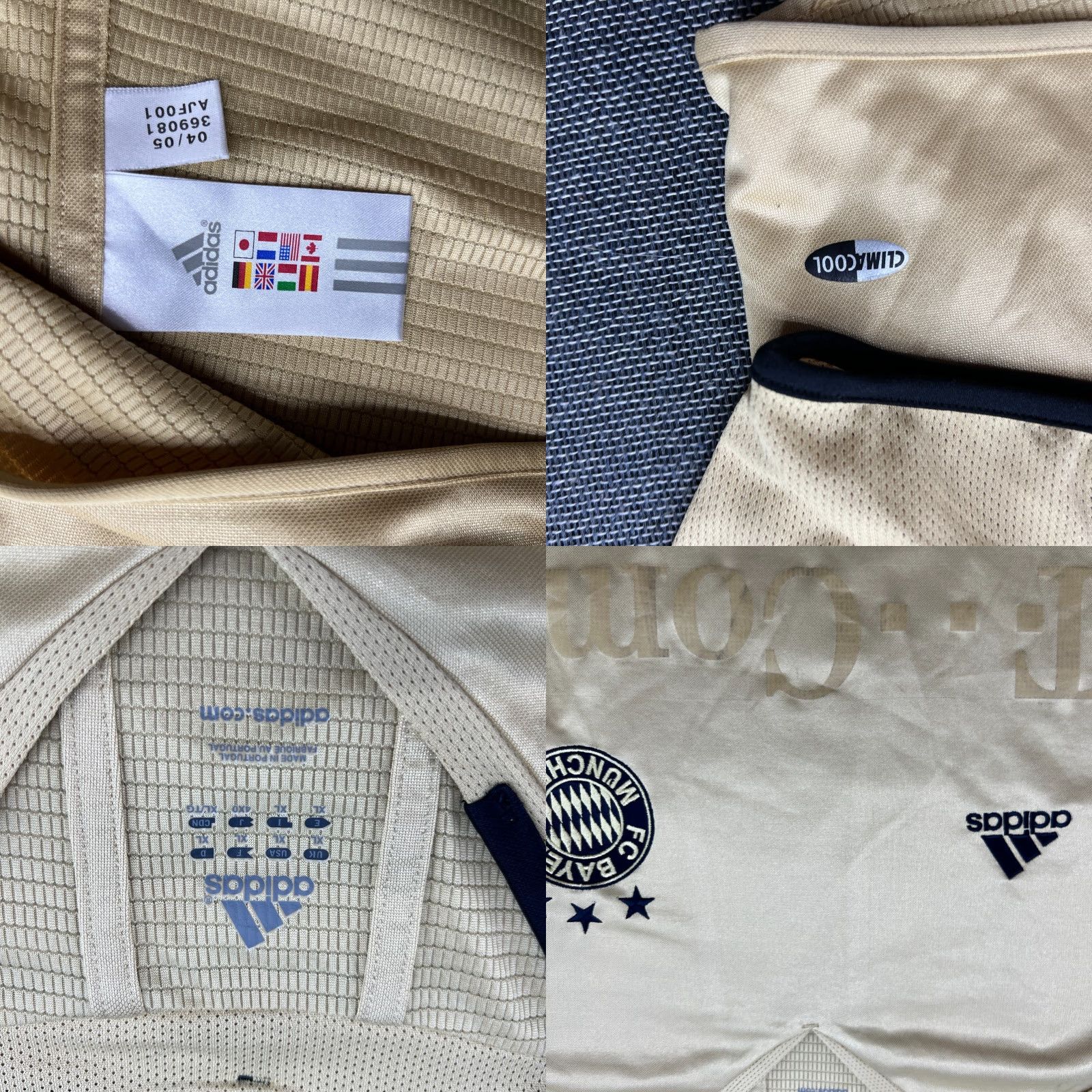 Adidas VINTAGE adidas Bayern Munich 2004 2005 Away Lucio Football Jersey Mens XL Long Sleeve Gold Polo/Prayer? Size US XL / EU 56 / 4 - 8 Thumbnail
