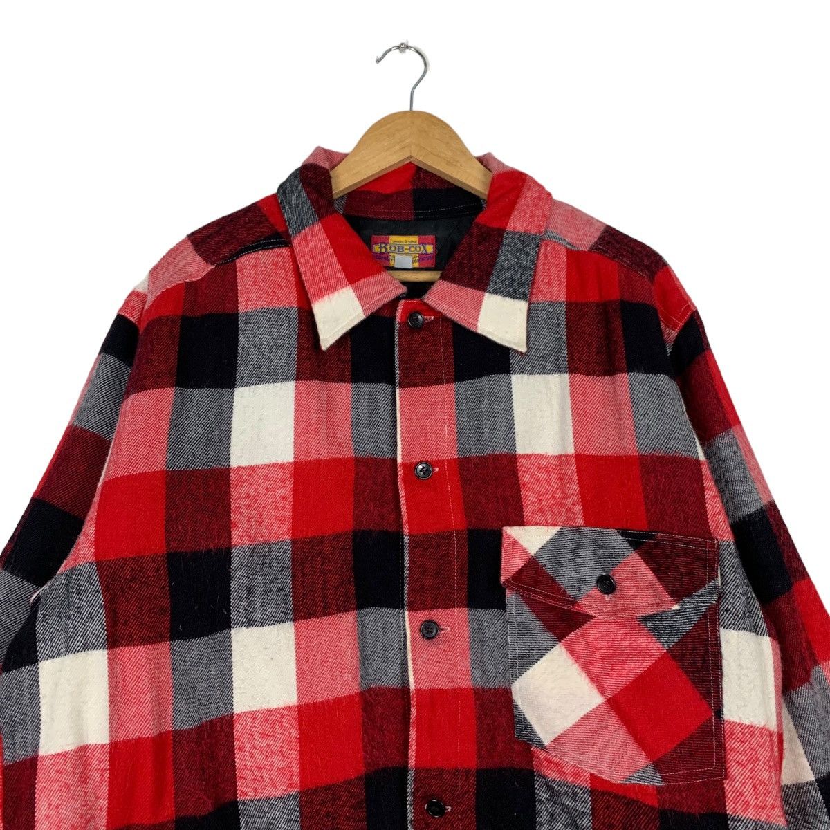 Flannel BOB-COX Red Checked Flannel Jacket #1143-C52 Size US M / EU 48-50 / 2 - 2 Thumbnail