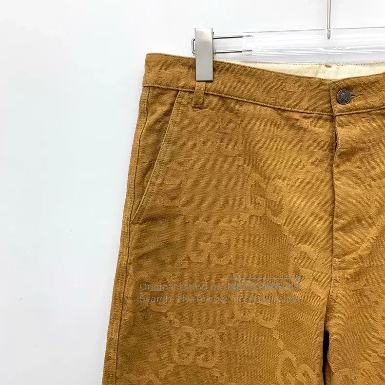 Gucci Gucci 23 brown logo jacquard full-print cotton casual trou Size US 34 / EU 50 - 3 Thumbnail