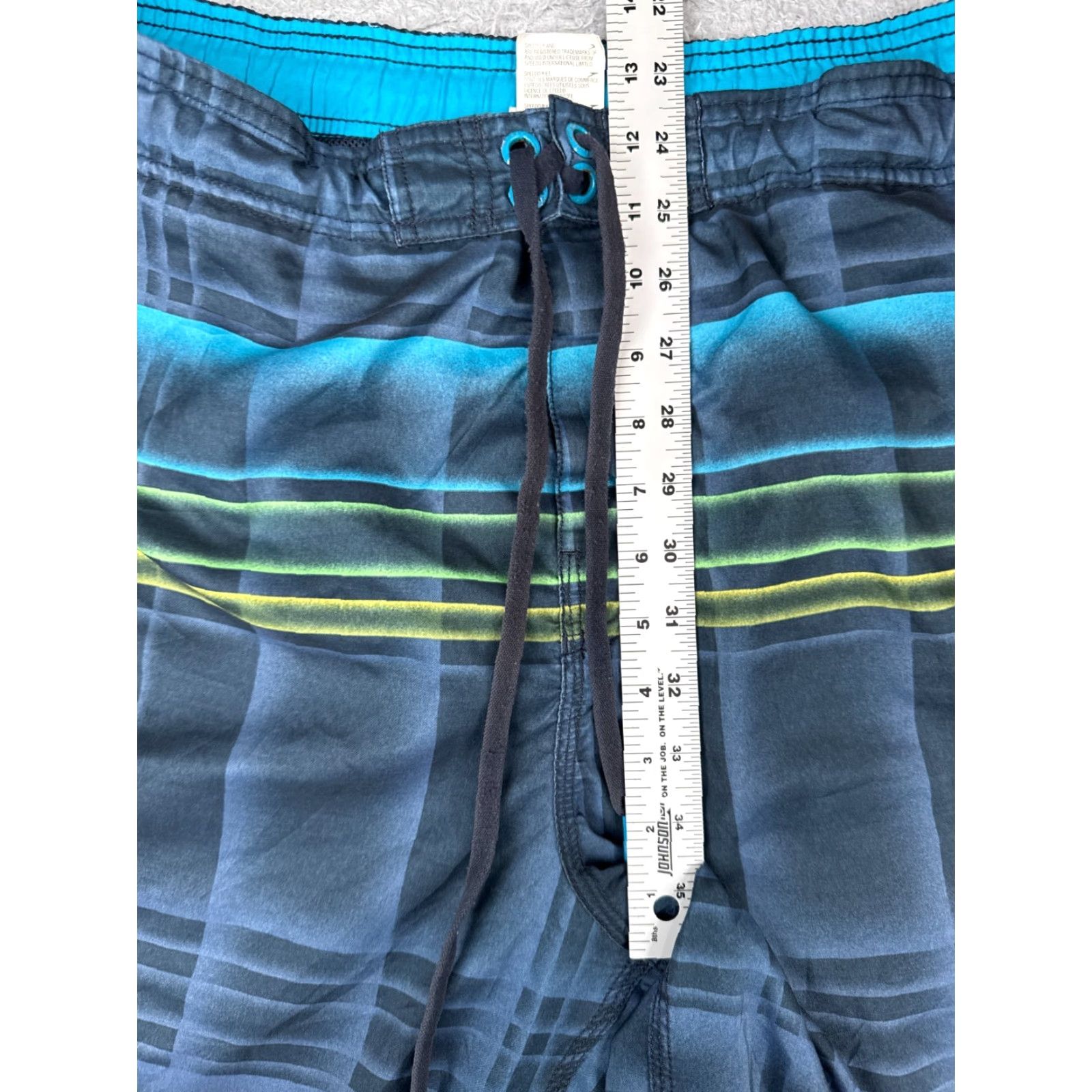 Speedo Speedo Swim Trunks Mens Large Blue Plaid Board Shorts 100% Polyester Cargo Size US 31 - 7 Thumbnail