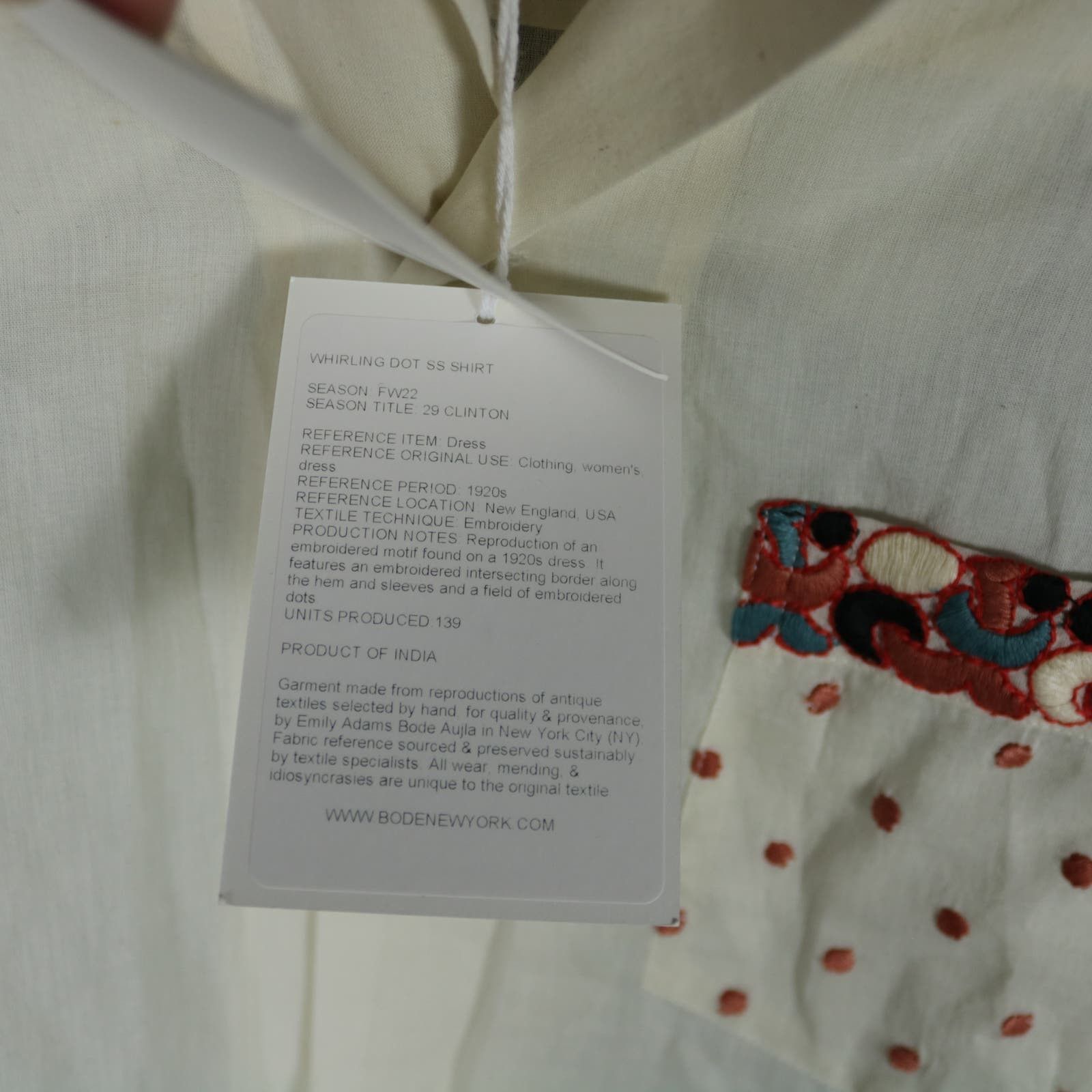 Bode Bode New York Whirling Dot Shirt S / M New Size US S / EU 44-46 / 1 - 3 Thumbnail