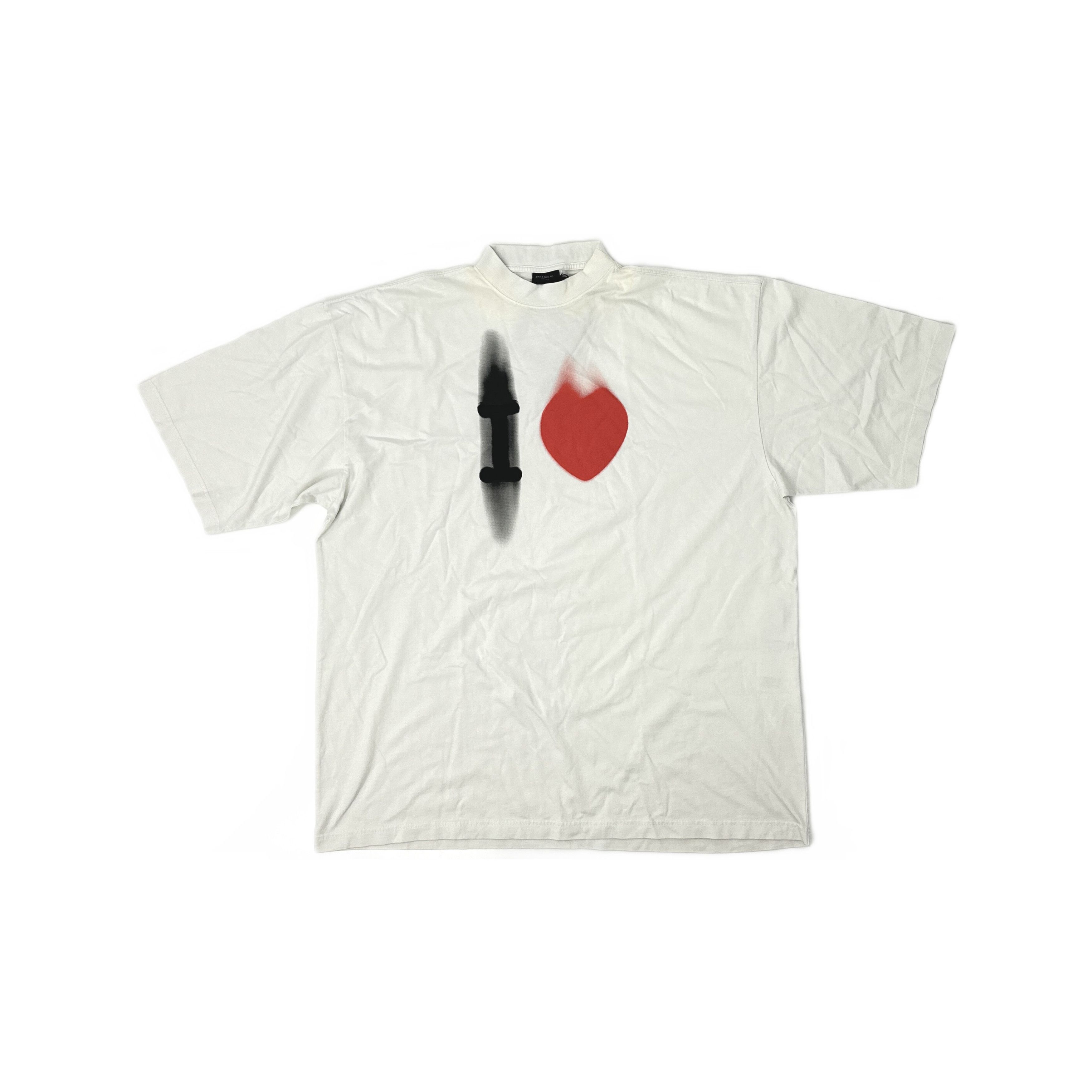 Balenciaga Balenciaga White I Love U Letter Love Short sleeved T