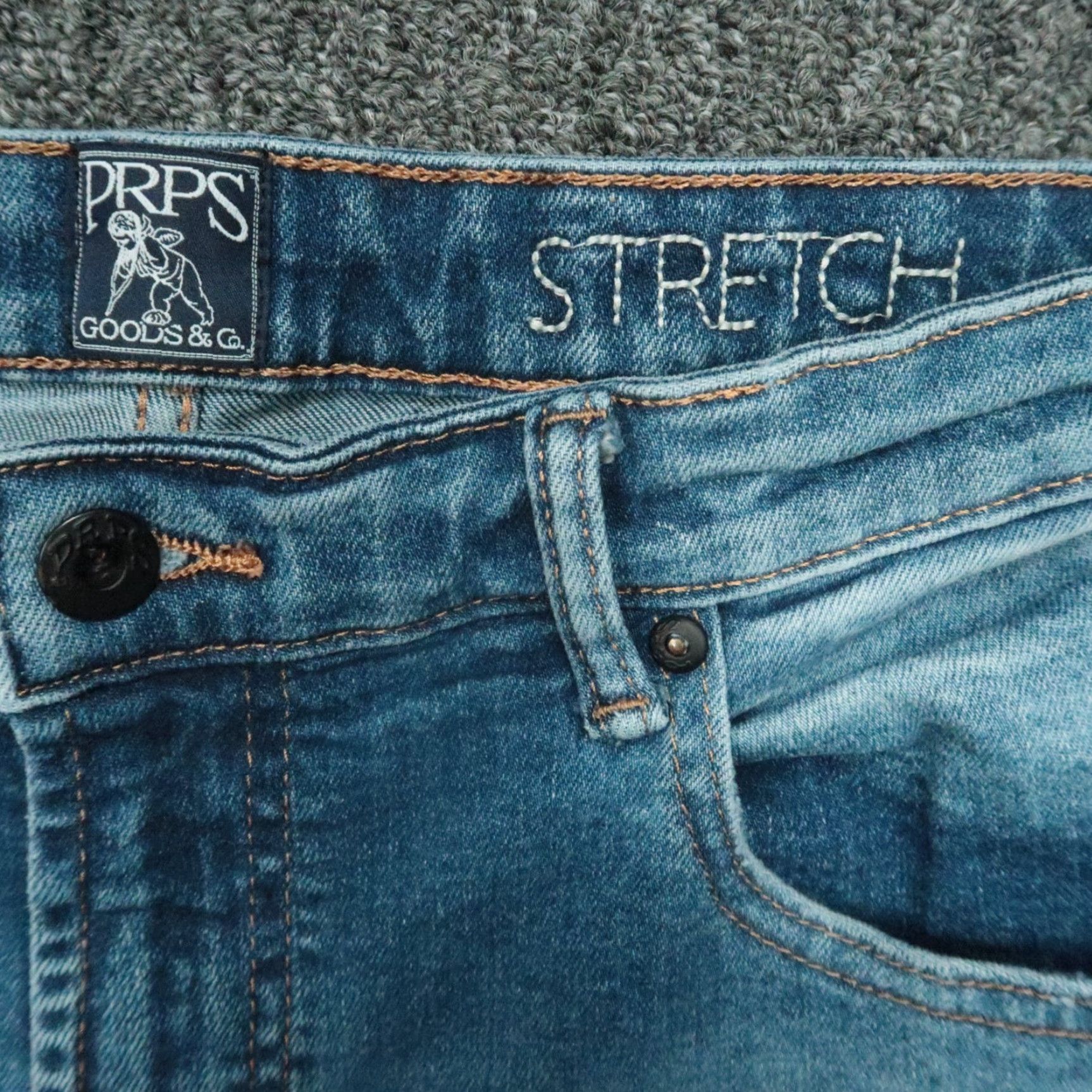 Prps PRPS Jeans Mens 36x34 Indigo Blue Le Sabre 5 Pocket Denim Distressed Straight R 34in Inseam Mens Size US 36 / EU 52 - 3 Thumbnail