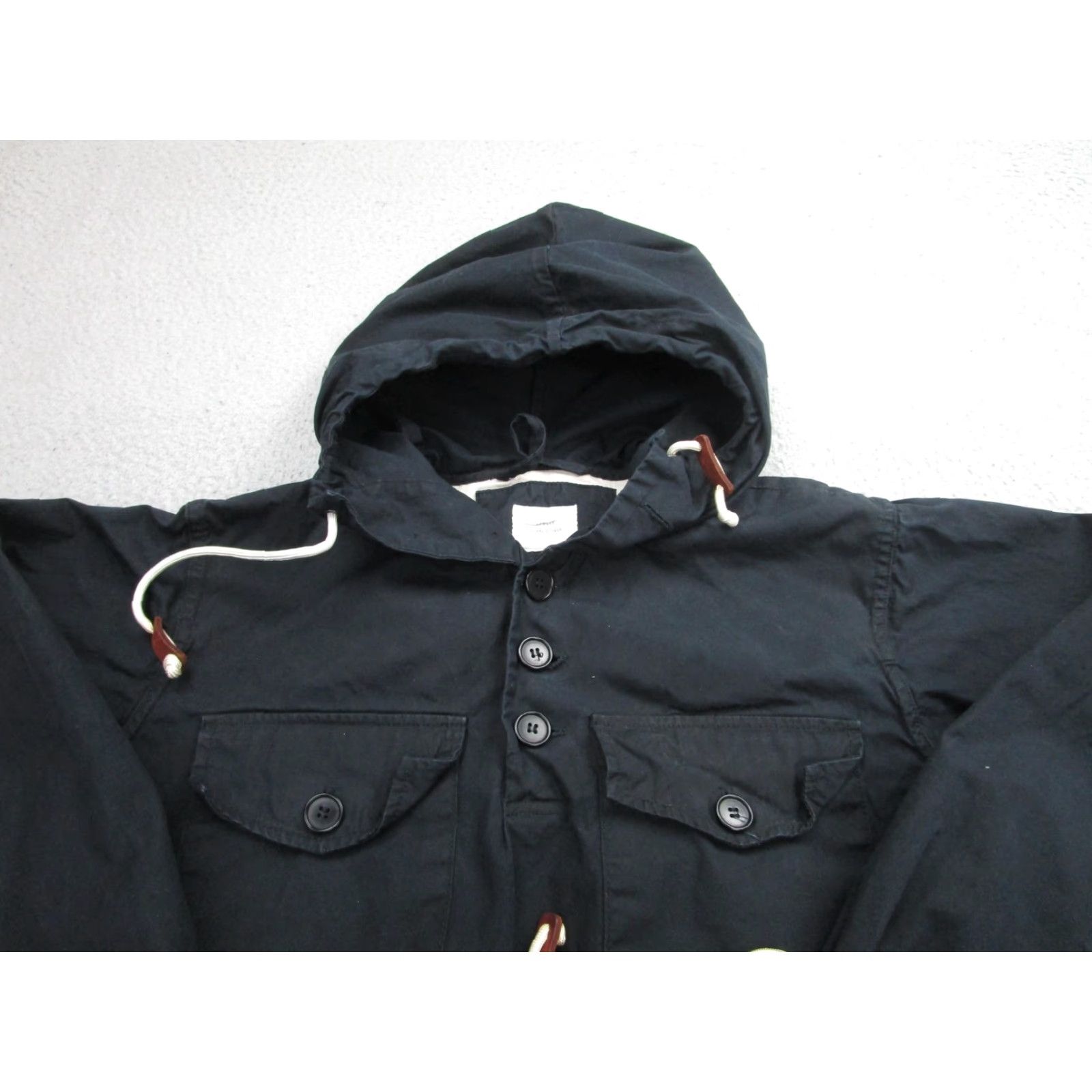 Apolis Apolis Global Citizen Women's Jacket L Black Hooded Anorak Pullover with Drawstring Pockets Lightweight Size L / US 10 / IT 46 - 2 Thumbnail