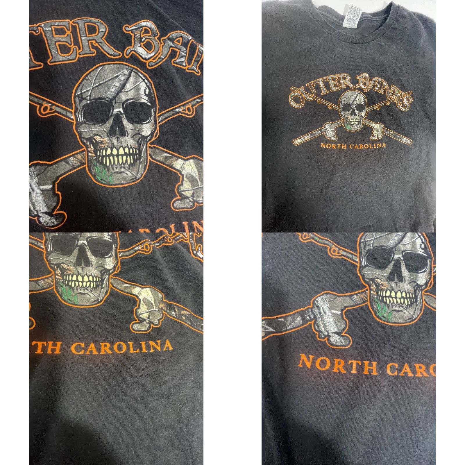 Vintage Outer Banks North Carolina Shirt Men 2XL Pirate Camo Black Crew Neck Delta Tag Size US XXL / EU 58 / 5 - 10 Thumbnail