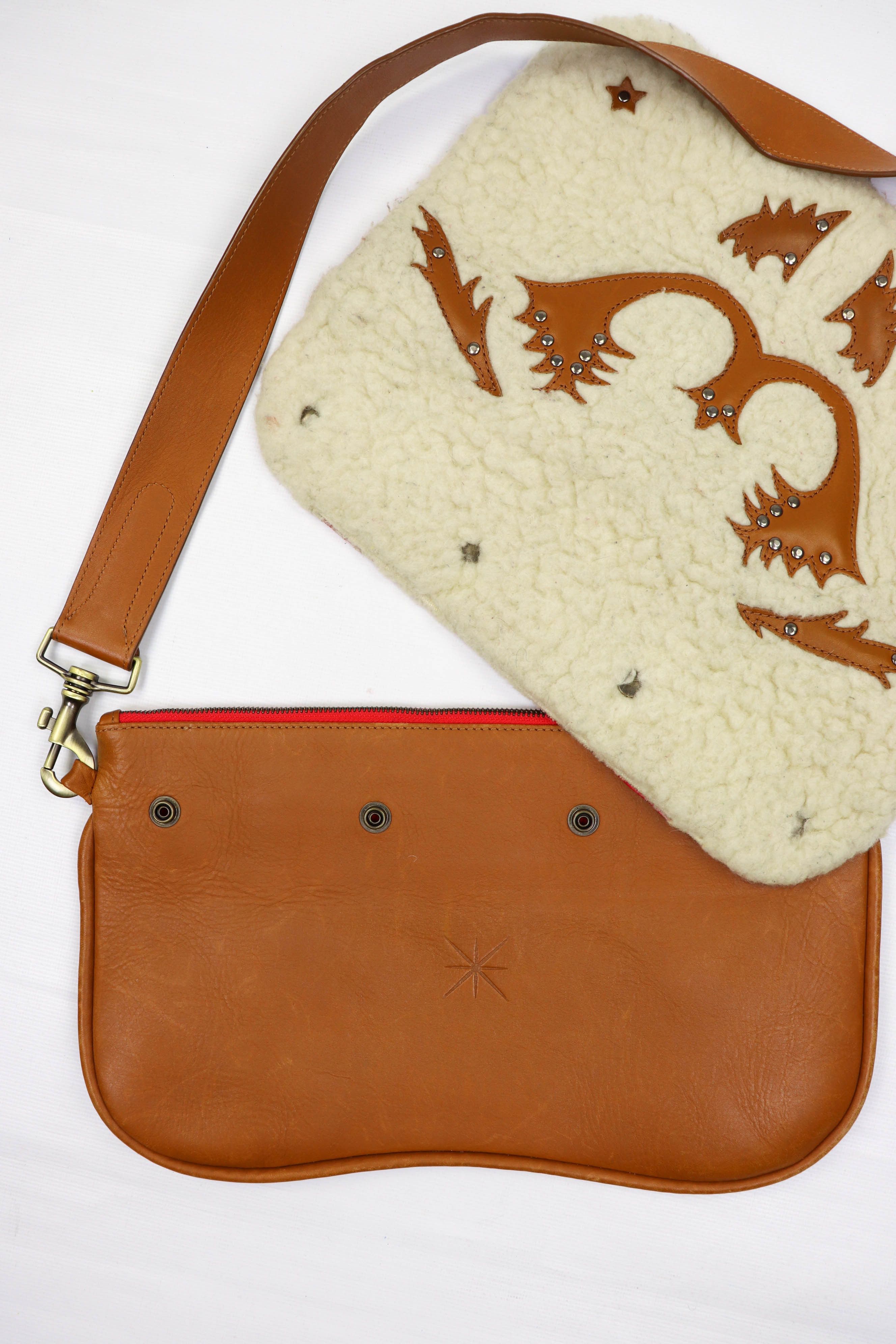 Designer × Leather La Stella Tan Beige Leather Crossbody Shoulder Bag Size ONE SIZE - 7 Thumbnail