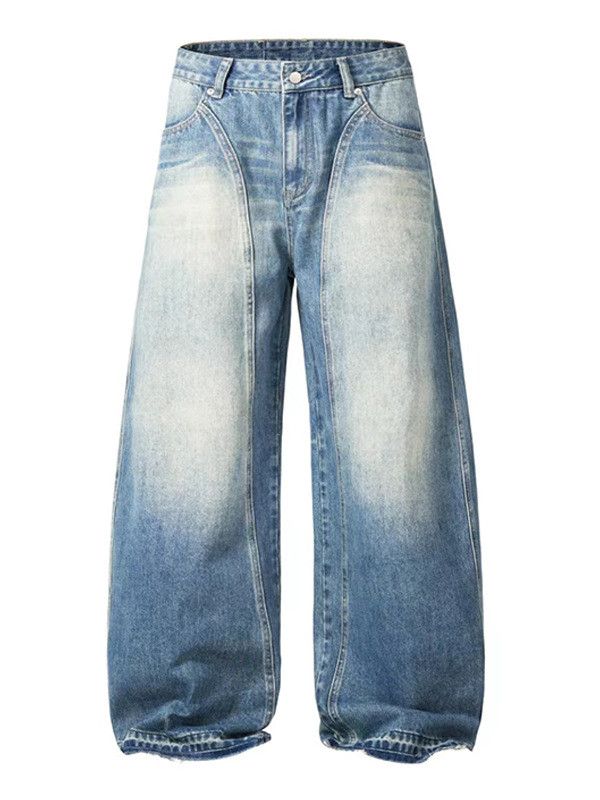 Vintage American casual patchwork washed retro curved jeans Size US 32 / EU 48 - 5 Thumbnail
