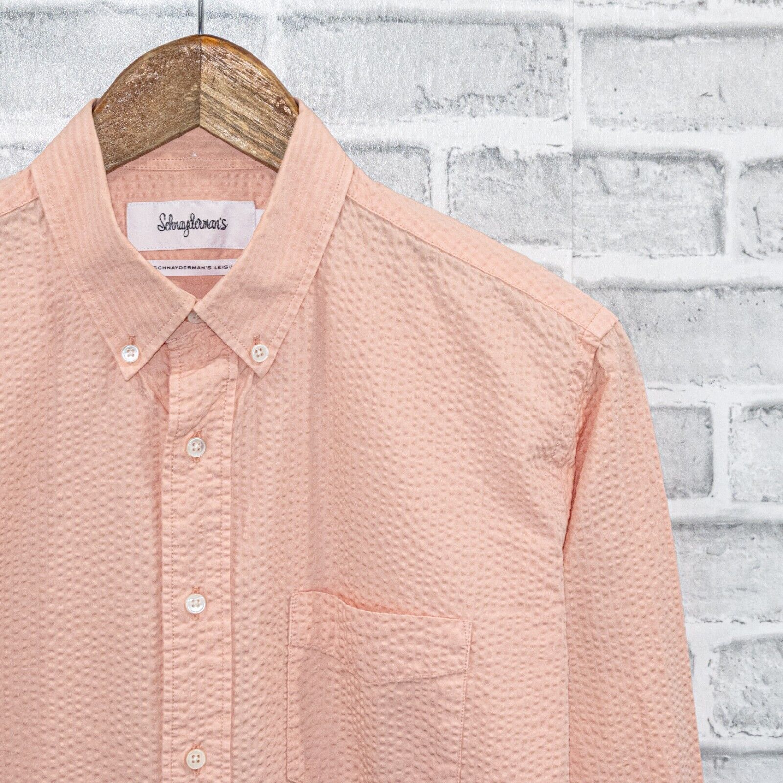 Schnaydermans schnayderman's Seersucker One in Pink Button Down Shirt Size US M / EU 48-50 / 2 - 3 Thumbnail