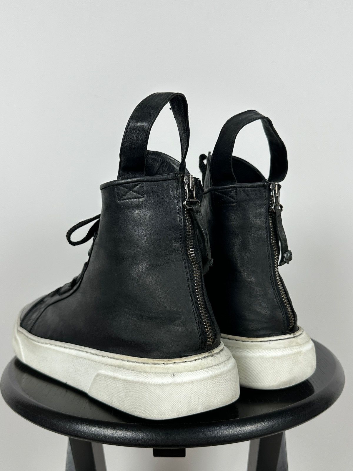 Masnada Masnada Black Leather Hi Top Sneakers Size US 12 / EU 45 - 5 Thumbnail