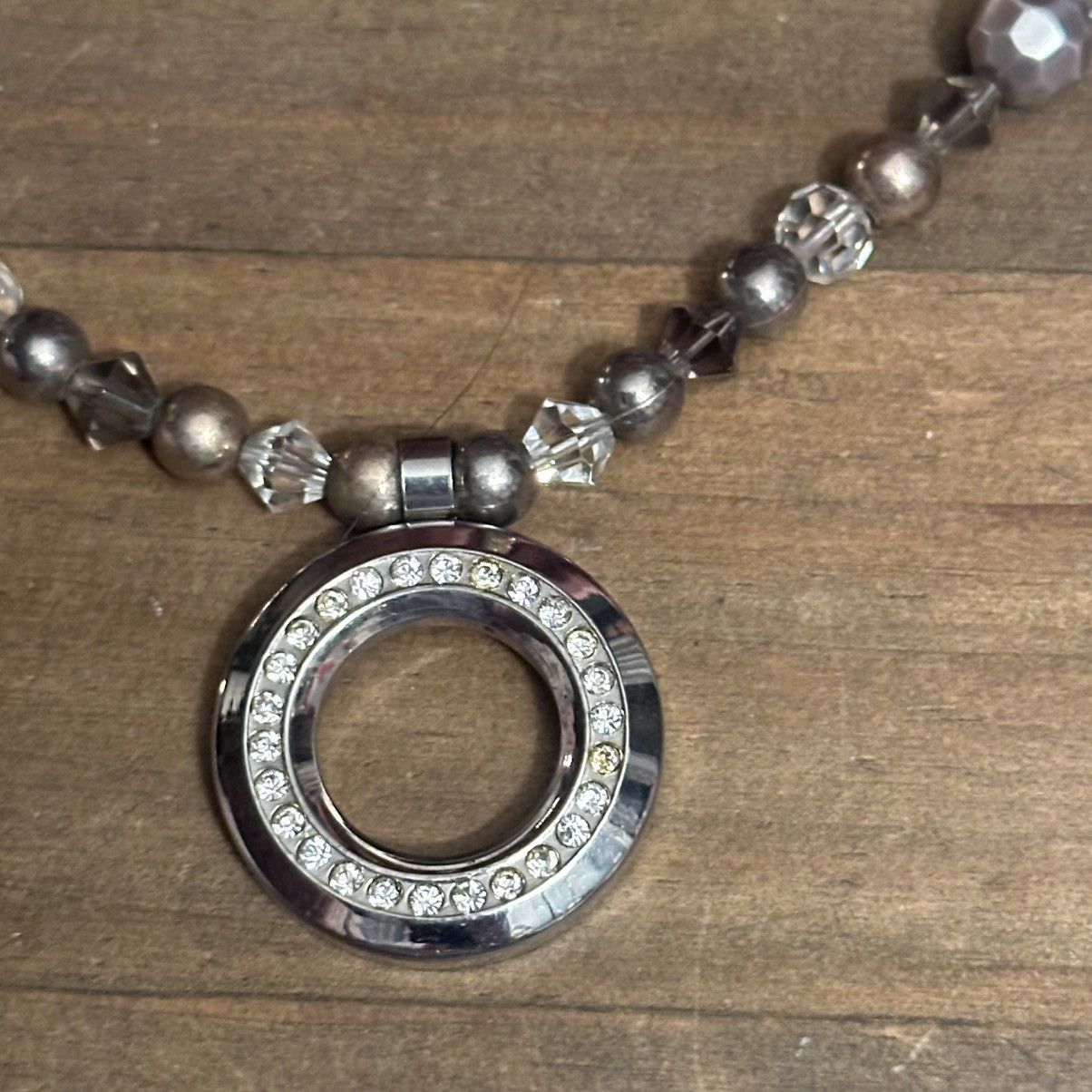 Other Rhinestone circle pendant glass bead necklace Size ONE SIZE - 3 Thumbnail