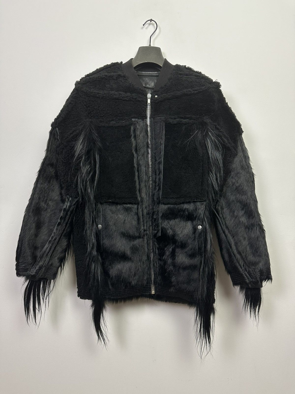Rick Owens FW22 ‘STROBE’ Lamb Shearling Collage Bomber Size US S / EU 44-46 / 1 - 1 Thumbnail