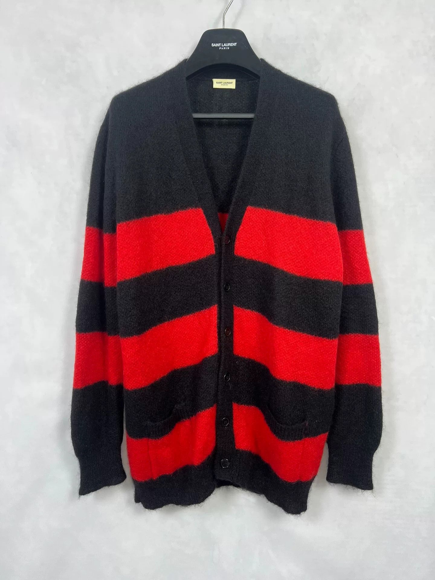 Saint Laurent Paris Saint Laurent Black Red Stripe Knit Cardigan Size US S / EU 44-46 / 1 - 1 Thumbnail