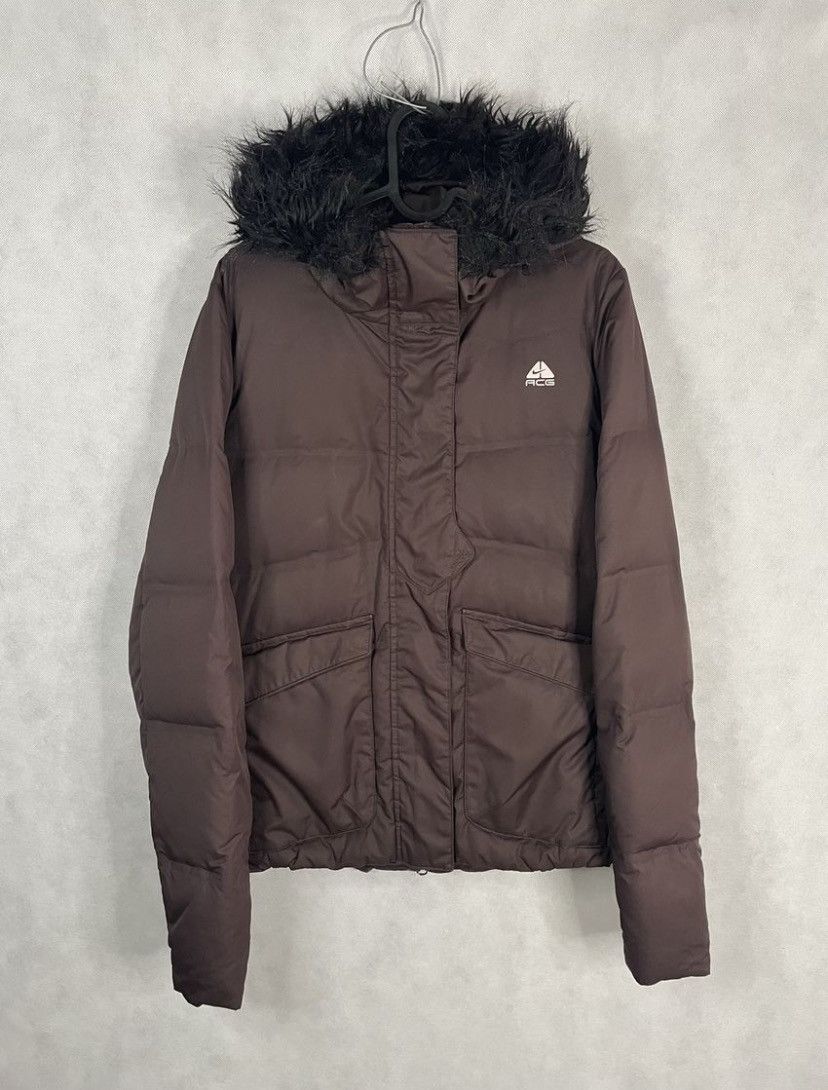 Nike × Nike ACG × Vintage Nike ACG Small Swoosh Zip Hoodie Jacket Brown Y2k 00s Retro Size M / US 6-8 / IT 42-44 - 1 Thumbnail