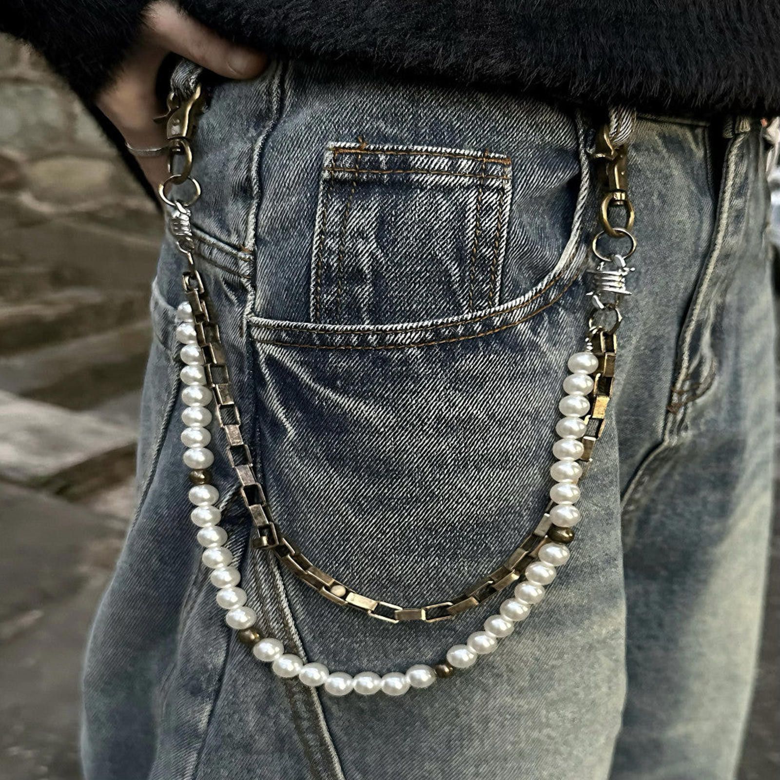 Jewelry Double Layer Pearl & Gold Wallet Chain Size ONE SIZE - 2 Thumbnail