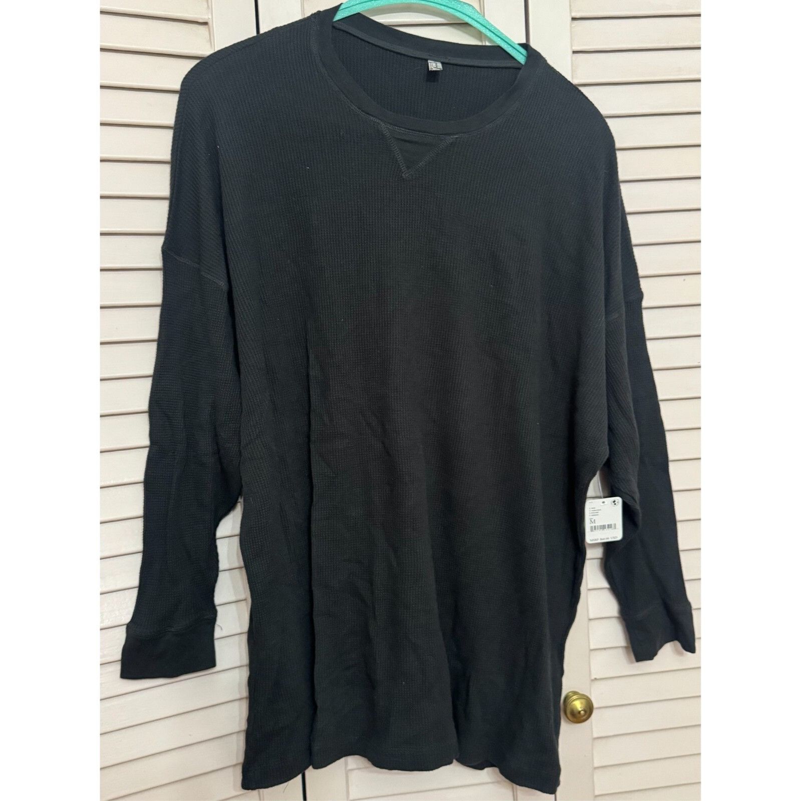 Free People NEW Free People Intimately Women Medium Black Waffle Pullove Size M / US 6-8 / IT 42-44 - 6 Thumbnail