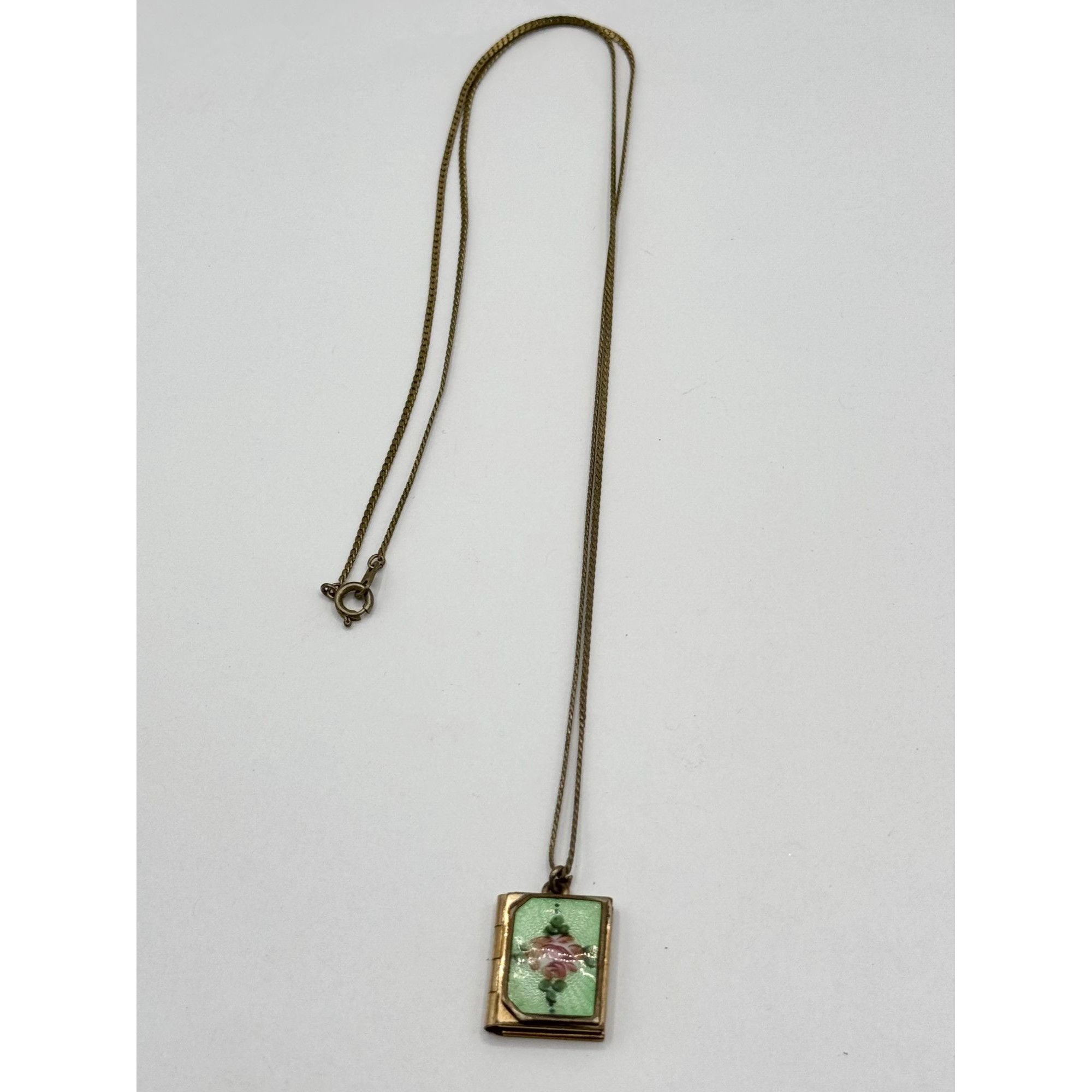 Vintage Vintage Guilloche enamel gold filled book locket charm penda Size ONE SIZE - 5 Thumbnail