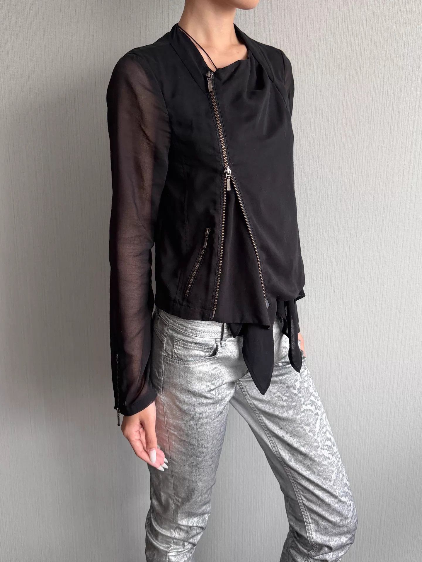 Vintage Vintage Japanese Sheer Panel Irregular Hem Jacket 38 Size XS / US 0-2 / IT 36-38 - 6 Thumbnail