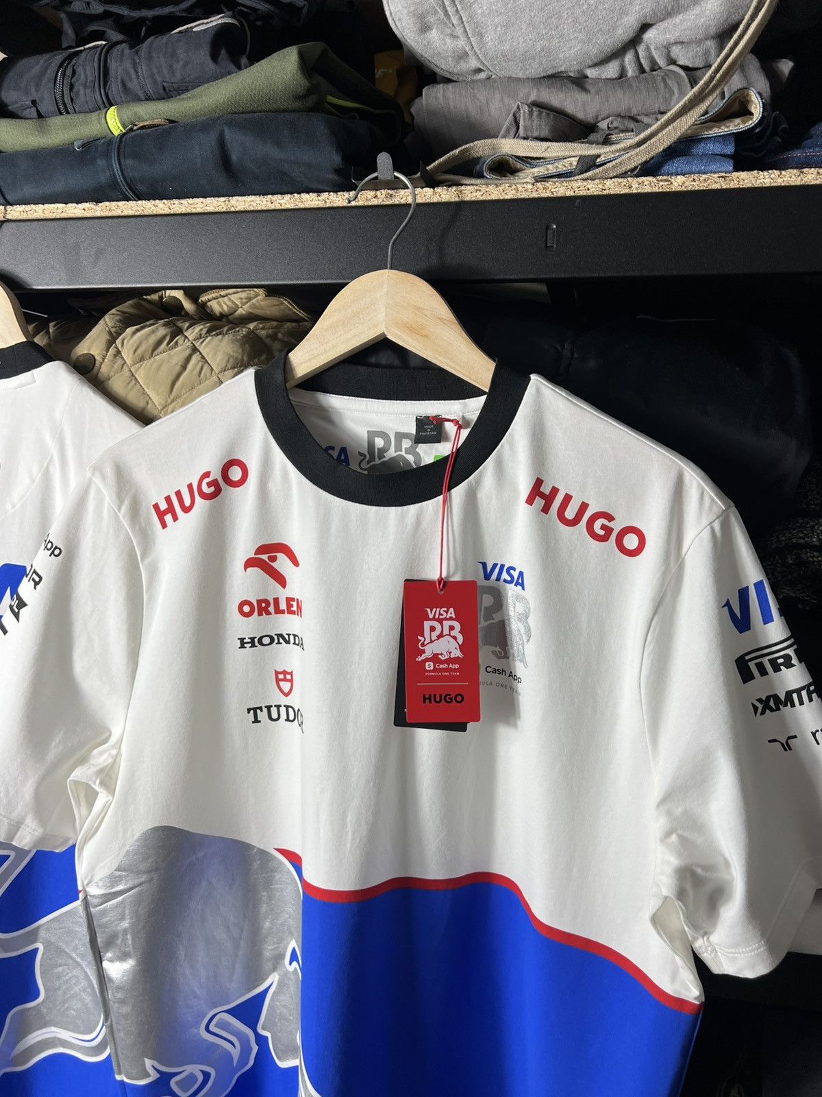 Hugo HUGO Visa Cash App RB Formula One F1 Team Shirt White Blue Size US L / EU 52-54 / 3 - 6 Thumbnail