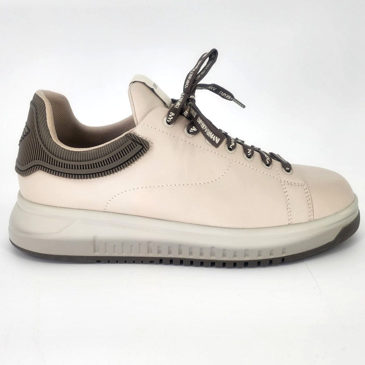 Emporio Armani Emporio Armani Beige Leather Low-Top Sneakers 41 Size US 8 / EU 41 - 11 Thumbnail