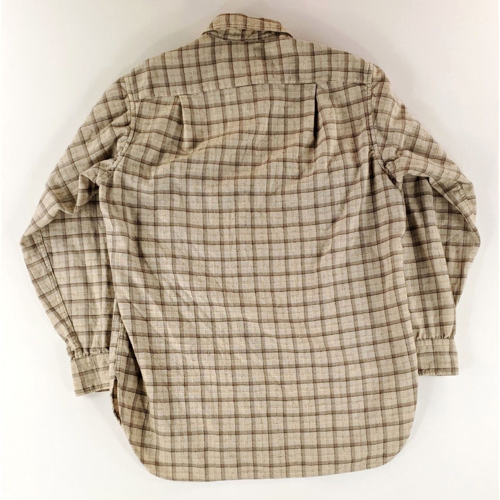 Pendleton VINTAGE Pendleton Shirt Plaid Brown Tan Beige Long Sleeve Mens L 16.5 Guides 60s Size US L / EU 52-54 / 3 - 3 Thumbnail