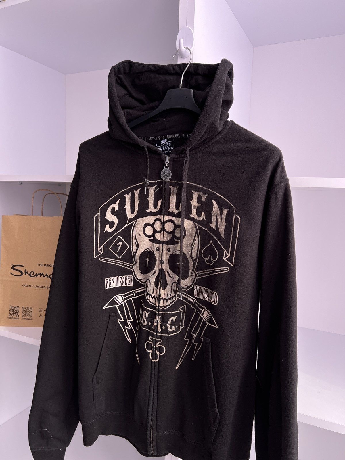 Vintage Vintage Sullen Ed Hardy Style Skull zip sweatshirt Size US L / EU 52-54 / 3 - 5 Thumbnail