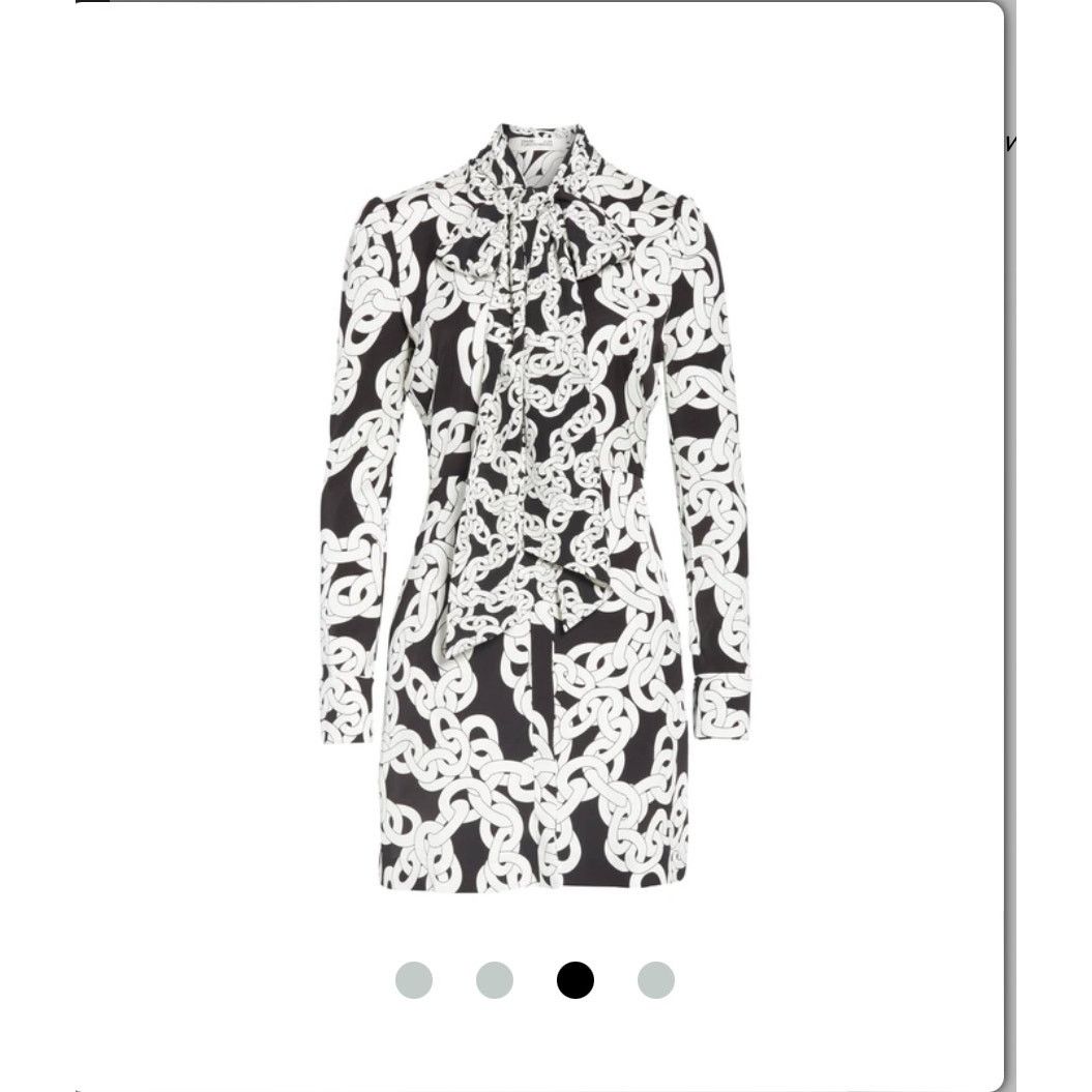 Diane von Furstenberg Diane von Furstenberg Franca Crawling Chain Tie-Neck Dress Size M / US 6-8 / IT 42-44 - 14 Thumbnail
