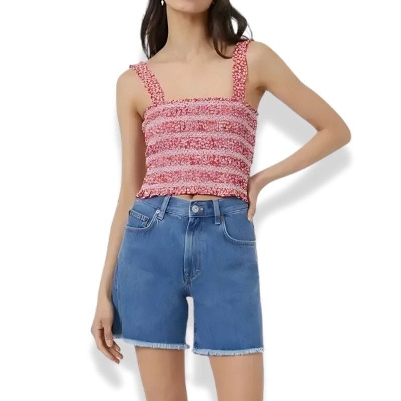 French Connection French Connection Smocked Sleeveless Crop Top Cotton Red 8 Size M / US 6-8 / IT 42-44 - 1 Thumbnail