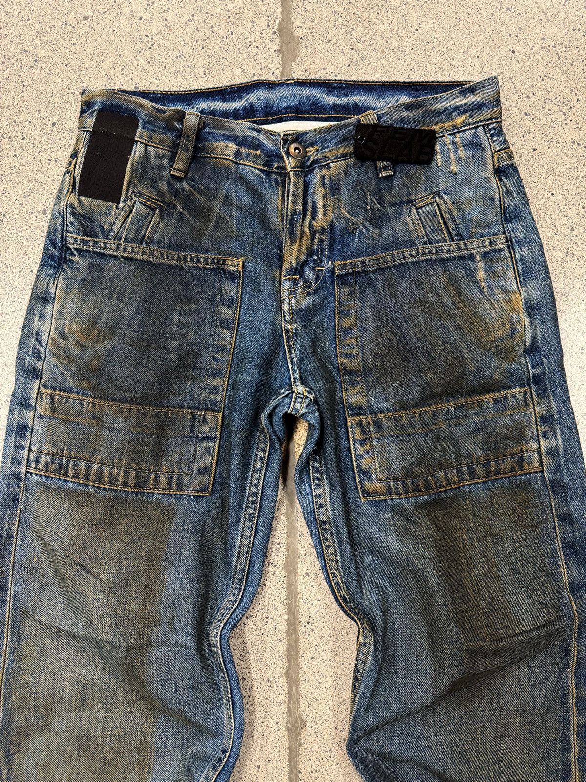Rick Owens 2000s Rick Owens ‘Slab’ Dirt Wash Blue Bootcut Denim Size US 30 / EU 46 - 2 Thumbnail