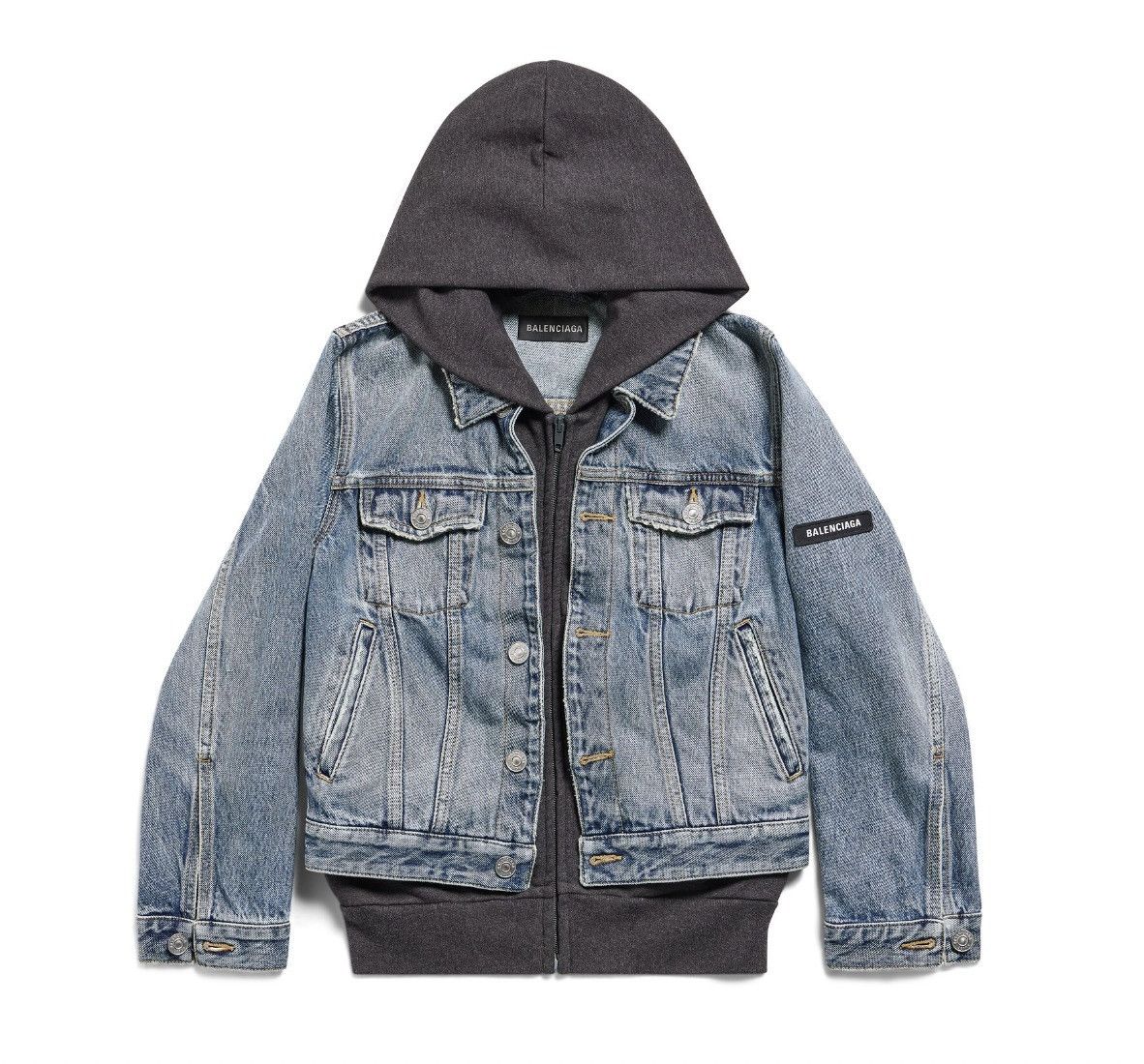 Balenciaga o1tr1nto0725 Patched Denim Jacket in Blue/Black Size US S / EU 44-46 / 1 - 1 Thumbnail