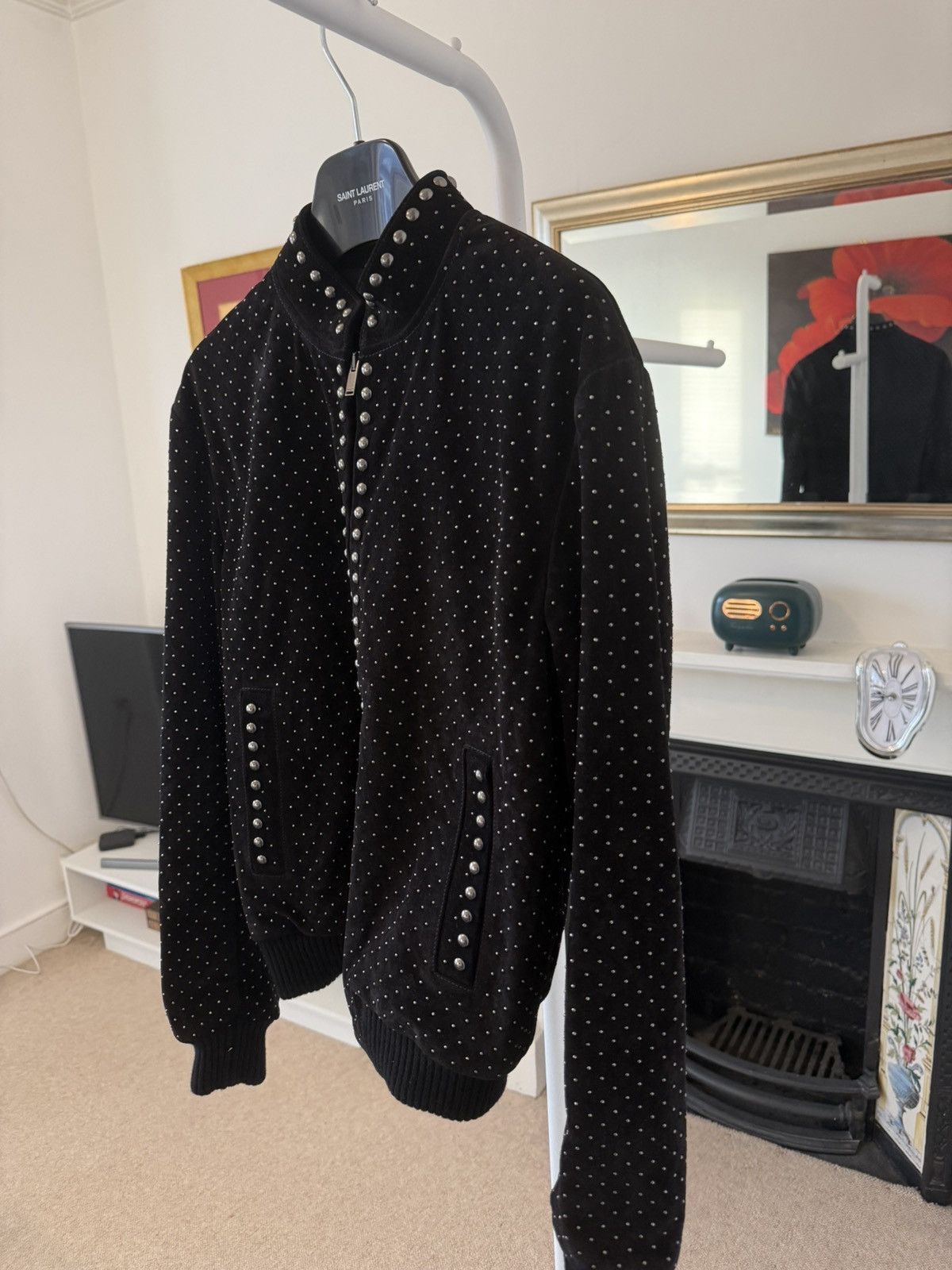Saint Laurent Paris Saint Laurent Calf Leather Suede Studded Bomber Jacket Size US S / EU 44-46 / 1 - 3 Thumbnail