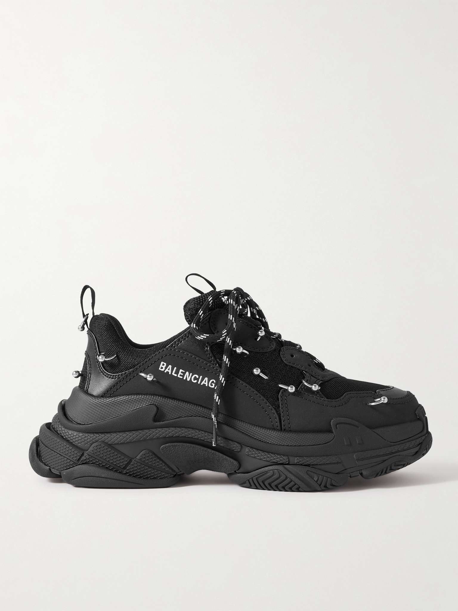 Balenciaga o1mt1gz0225 Triple S Sneakers With Piercing in Black Size US 9 / EU 42 - 1 Thumbnail