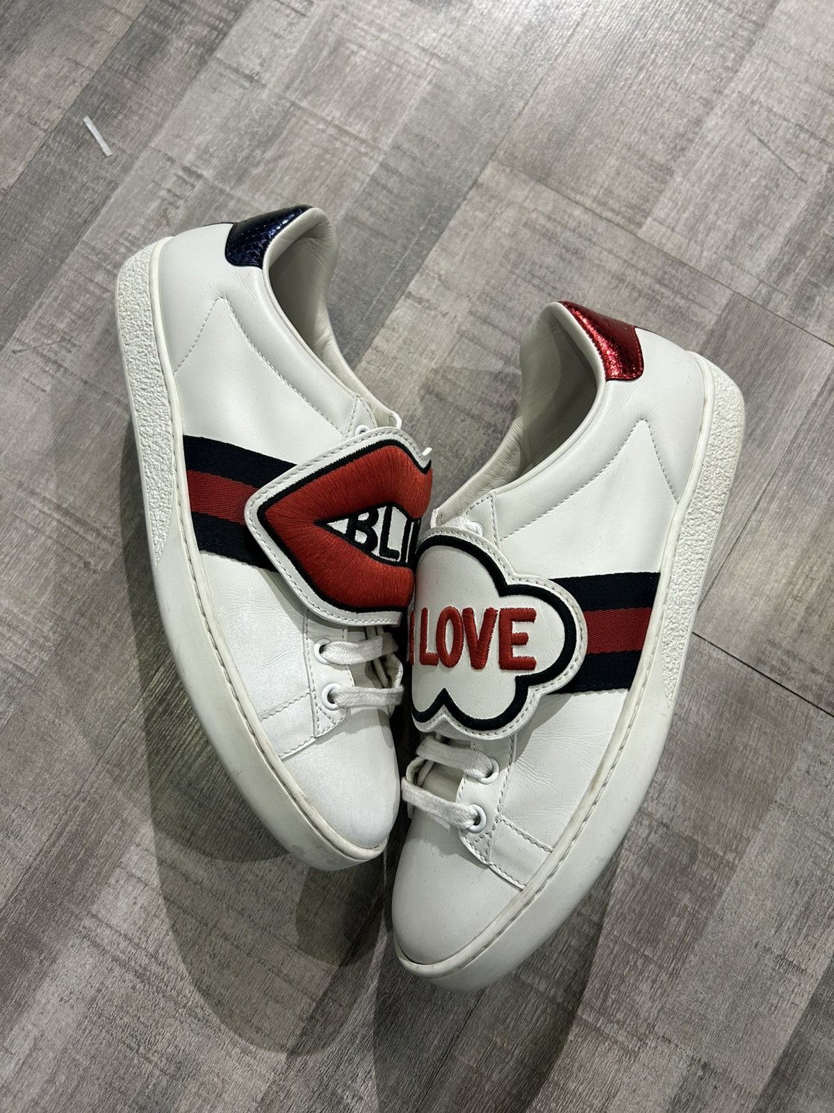 Gucci Gucci Ace "Blind For Love" Flatbottom Sneaker Size US 5 / EU 37 - 2 Thumbnail