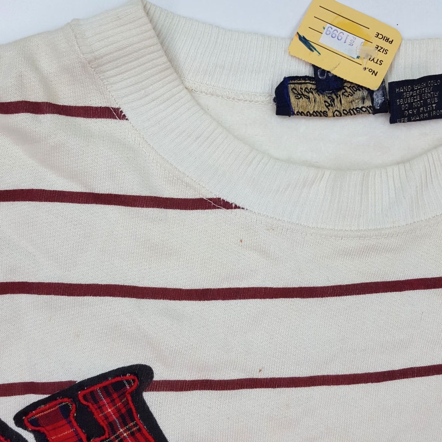 Etro VINTAGE House Of Lloyd Sweatshirt Women’s Medium Crewneck Striped Cheerleader Teddy Bear University College Retro Pullover Size M / US 6-8 / IT 42-44 - 7 Thumbnail
