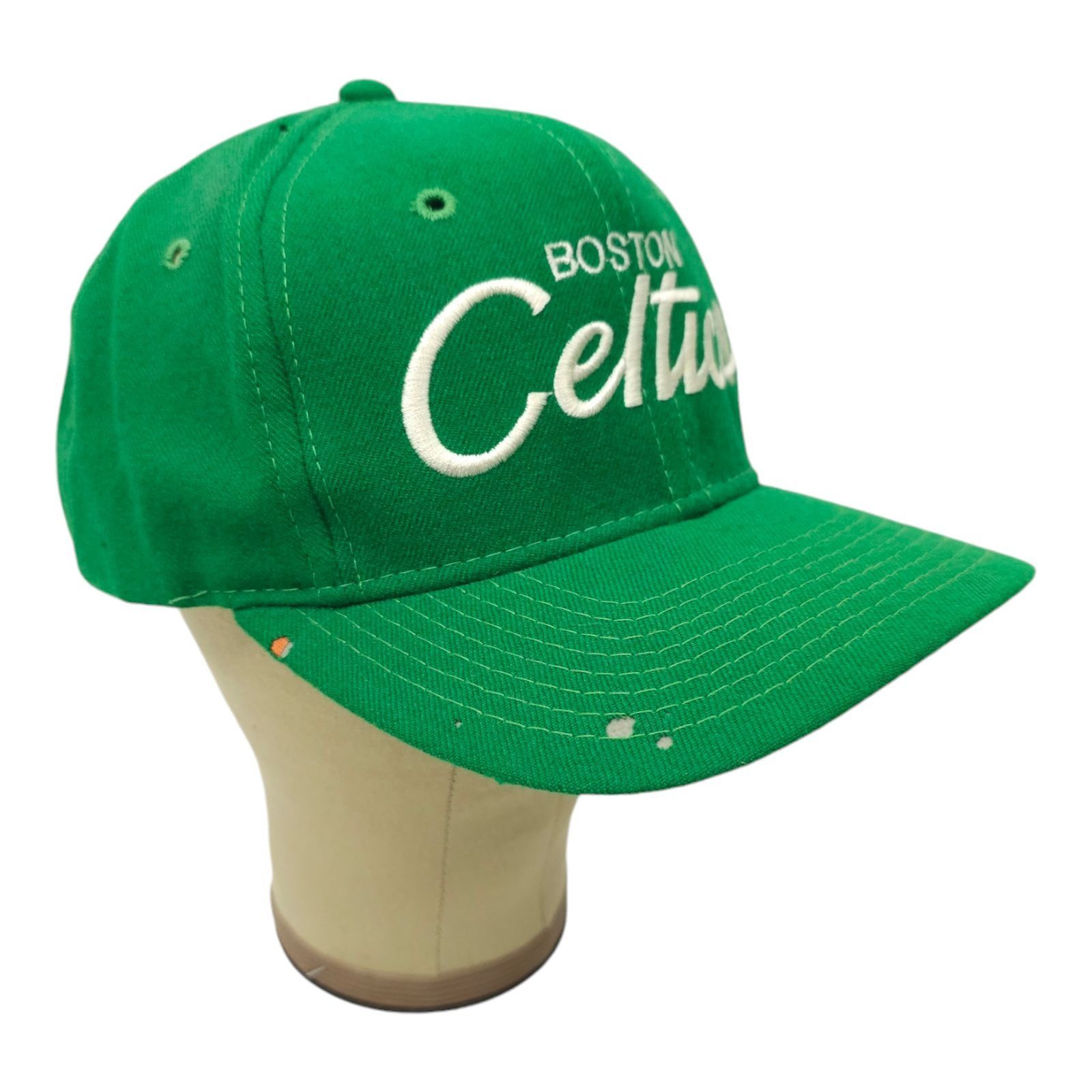 Sports Specialties Boston Celtics Script Cap Vtg 90s READ Moth Holes Snapback Size ONE SIZE - 3 Thumbnail