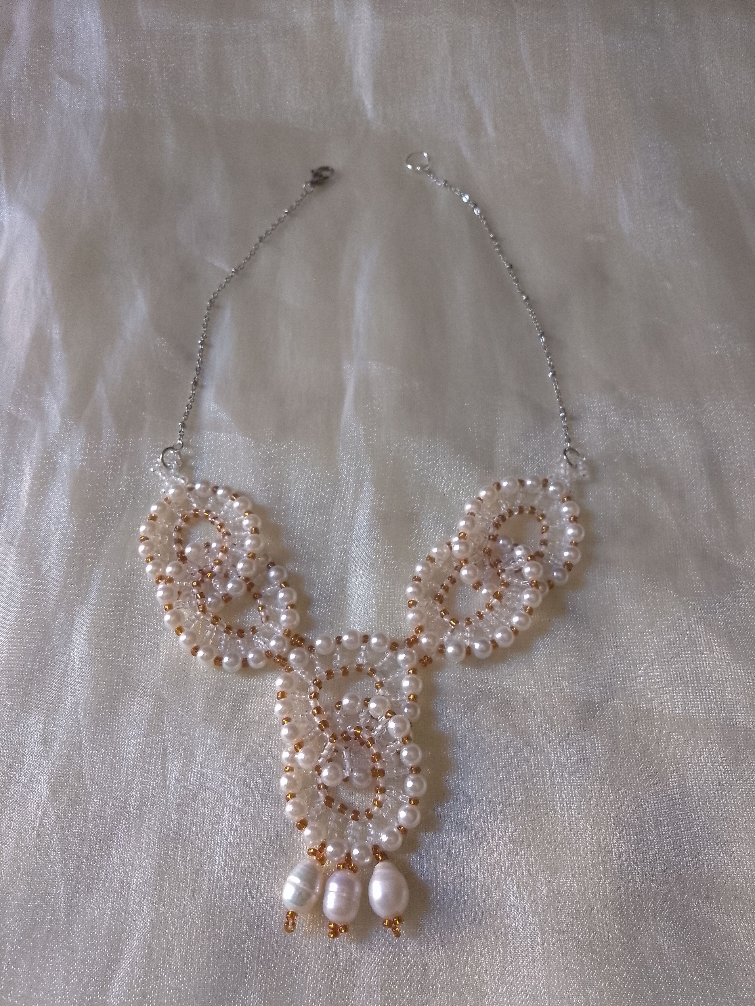 Handmade Necklace with Freshwater pearls elegant wedding party Size ONE SIZE - 2 Thumbnail