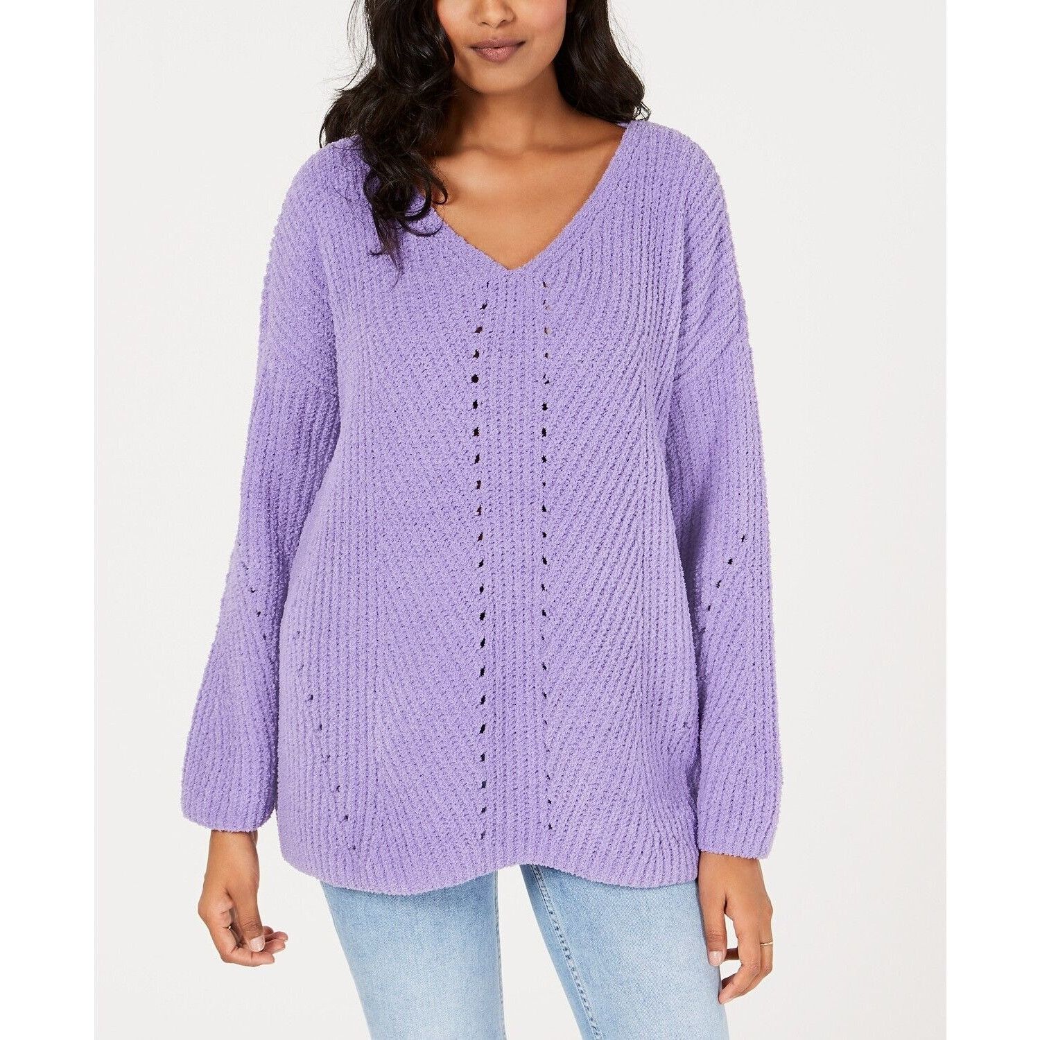 Other Style & Co Cozy Chenille V-Neck Sweater, Lilac Kiss, L Size L / US 10 / IT 46 - 2 Thumbnail