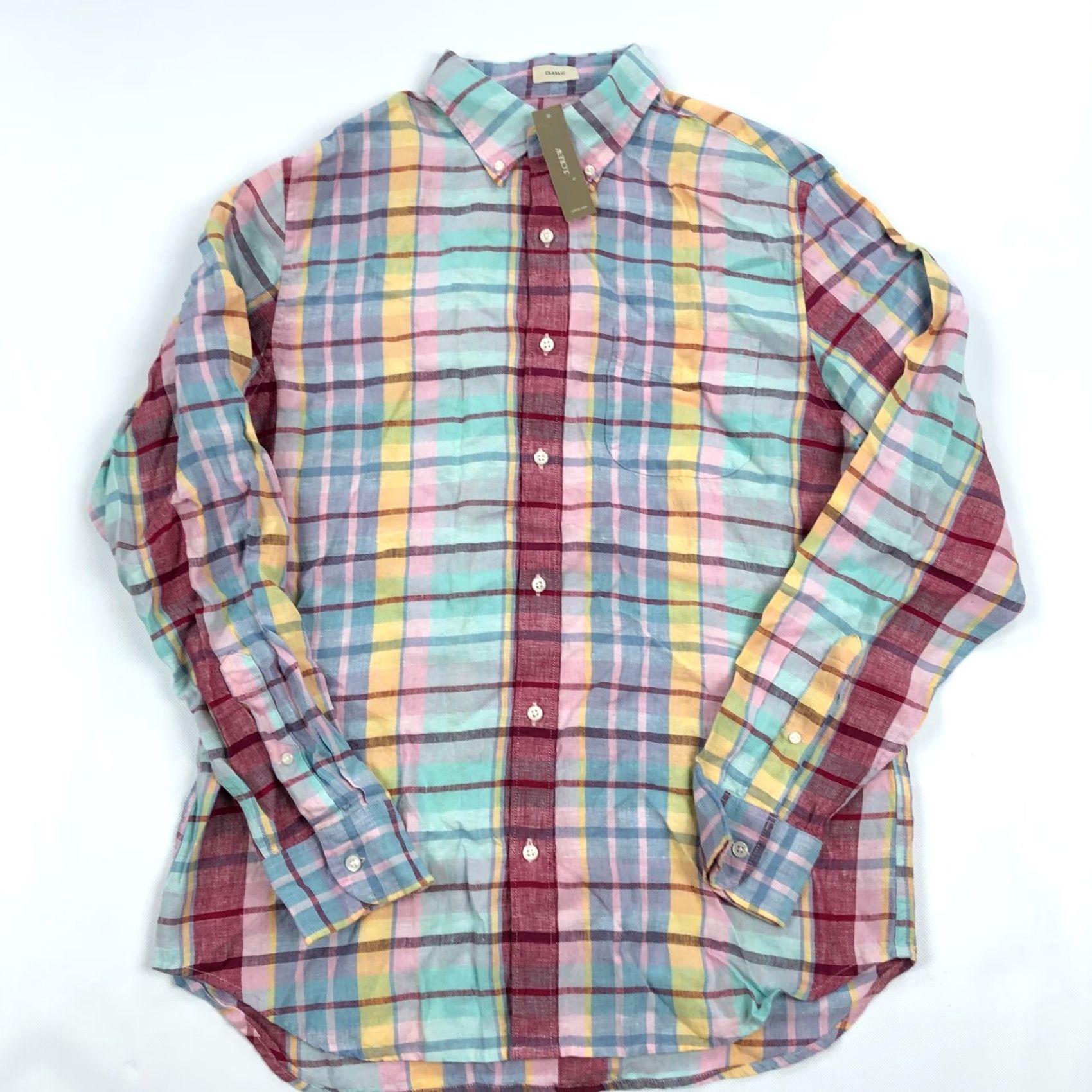 J.Crew NWT J. Crew Linen Shirt Mens Medium Baird McNutt Irish Plaid NEW Shirt Mulitcolor (adjusted) Size US M / EU 48-50 / 2 - 2 Thumbnail