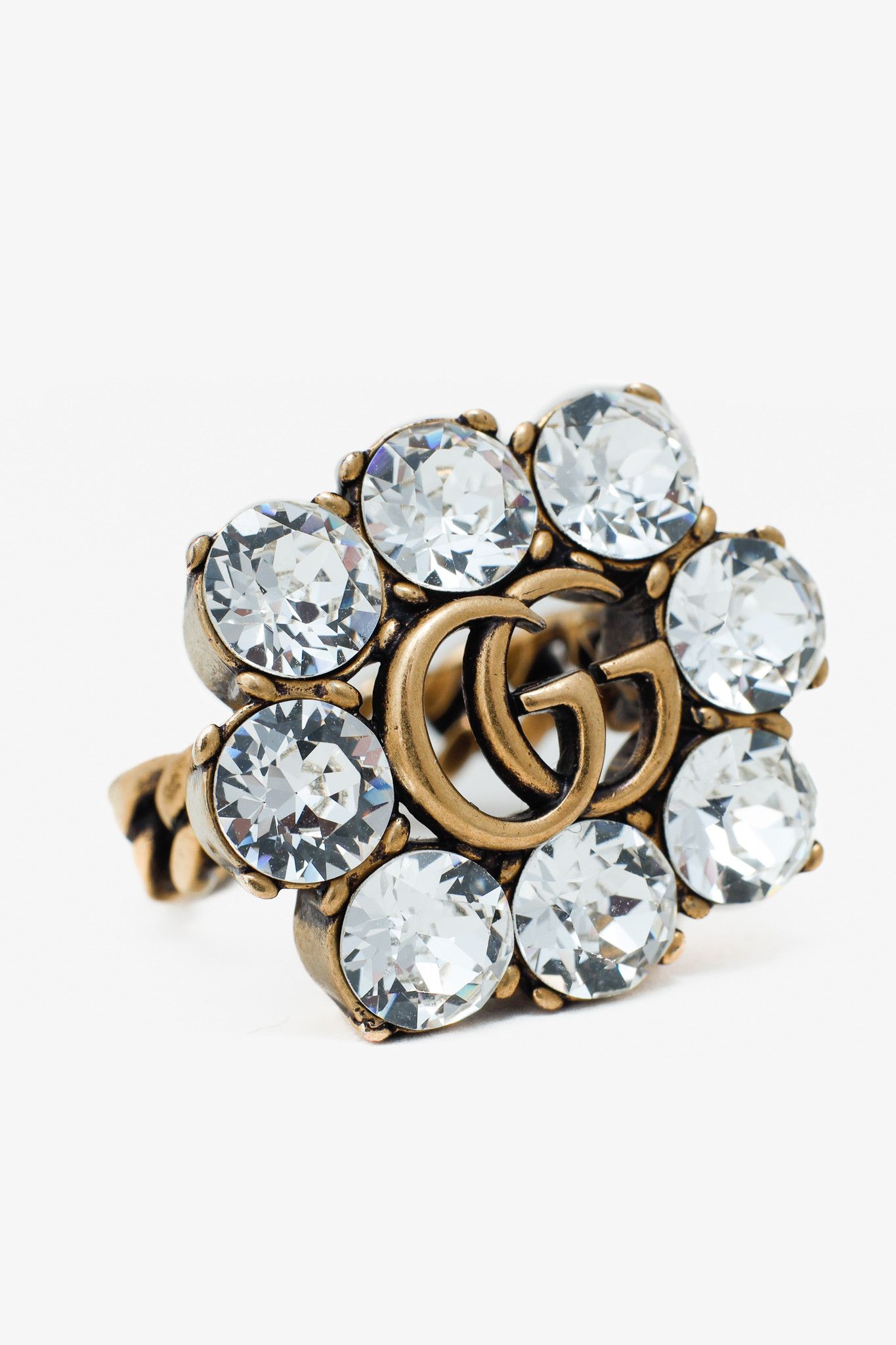 Gucci Gucci Double GG Crystal Link Ring Size ONE SIZE - 1 Thumbnail