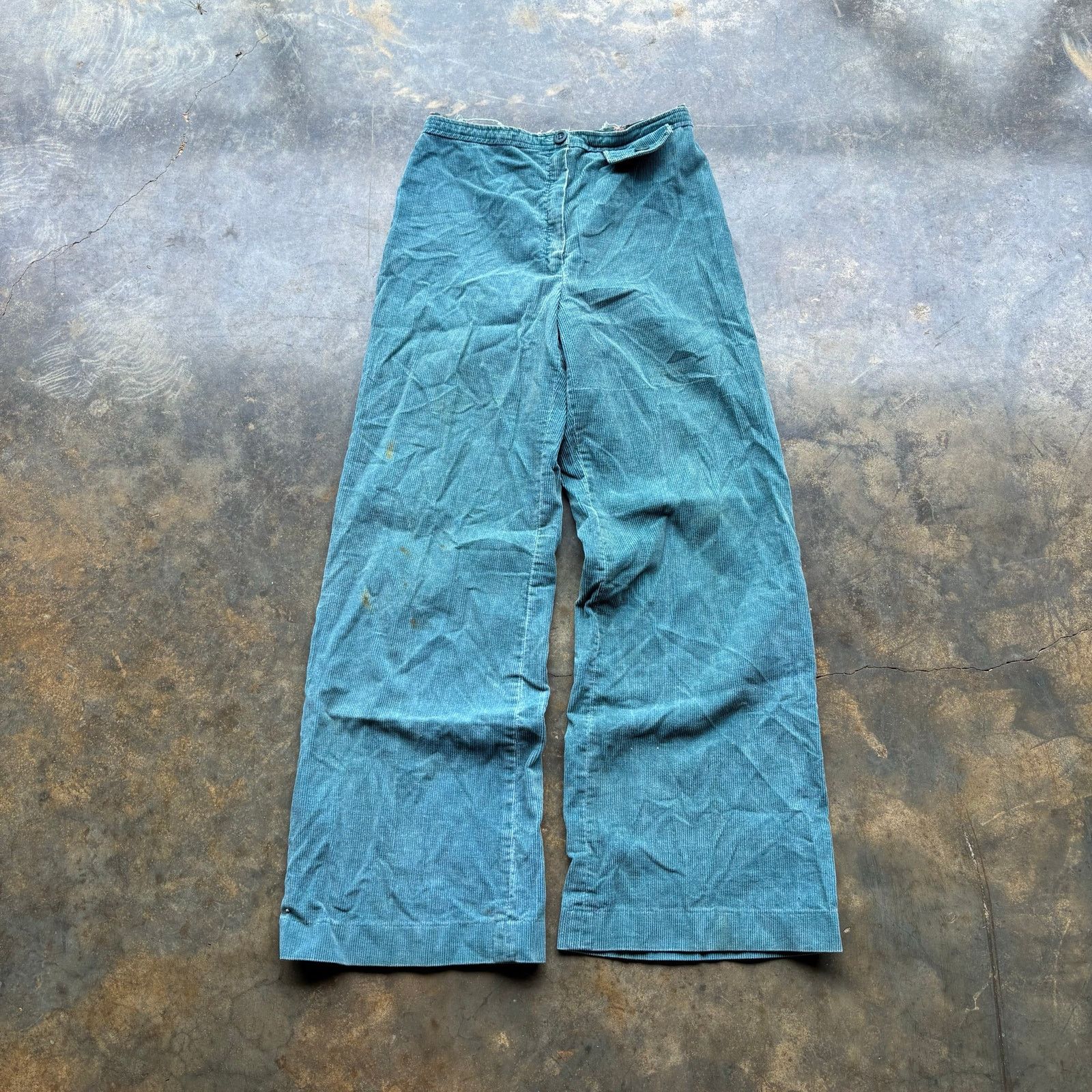 Vintage True Vintage 60s 70s Flare Blue Corduroy Pants 28x32 Size US 28 / EU 44 - 2 Thumbnail