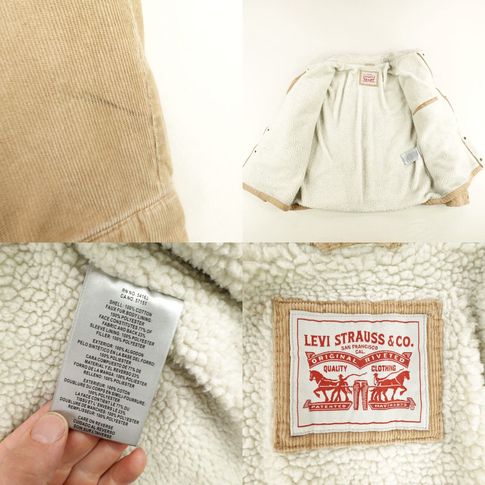 Levi's VINTAGE Levi's Jacket Mens XL Beige Corduroy Bomber Coat Lined Sherpa Fleece Cotton Solid Size US XL / EU 56 / 4 - 9 Thumbnail