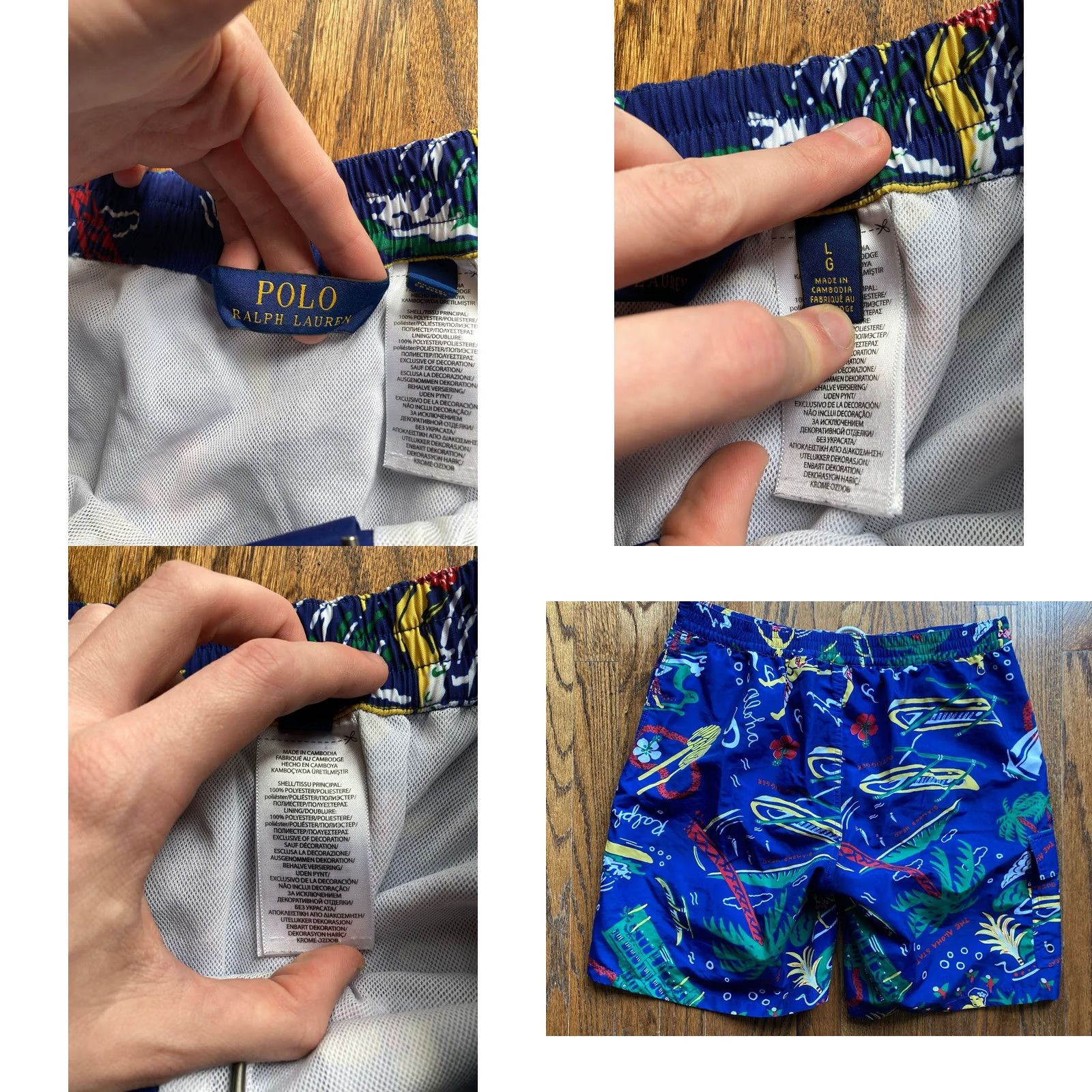 Polo Ralph Lauren Polo Ralph Lauren Mens Large Hawaiian Aloha Swim Trunks Blue Lined Tropical Size US L / EU 52-54 / 3 - 8 Thumbnail