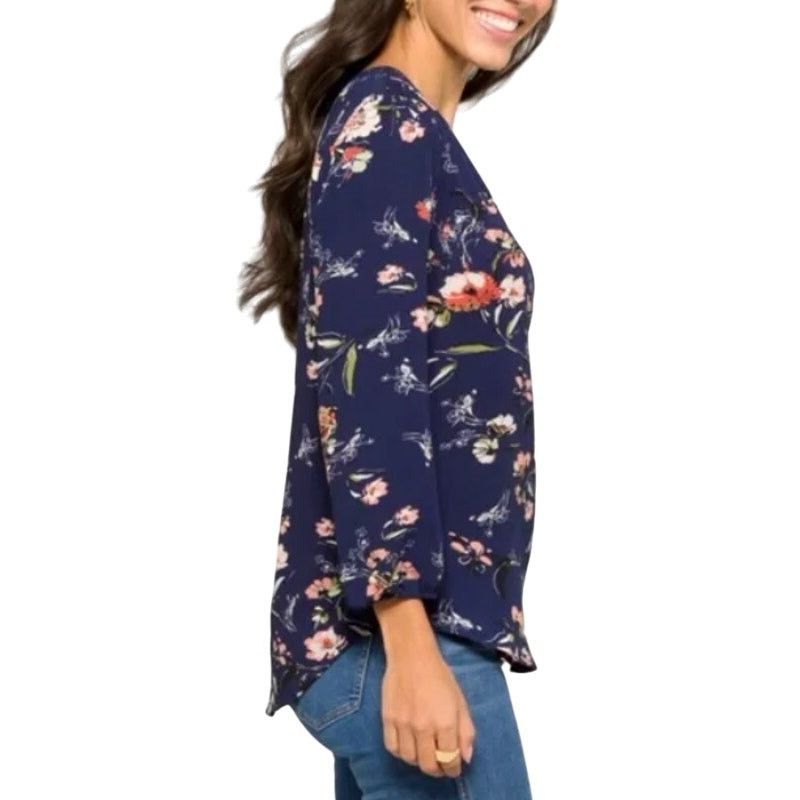 Other Kenmore Split Neck Blouse - Stitch Fix 3/4 Sleeve Floral Top Size S / US 4 / IT 40 - 4 Thumbnail